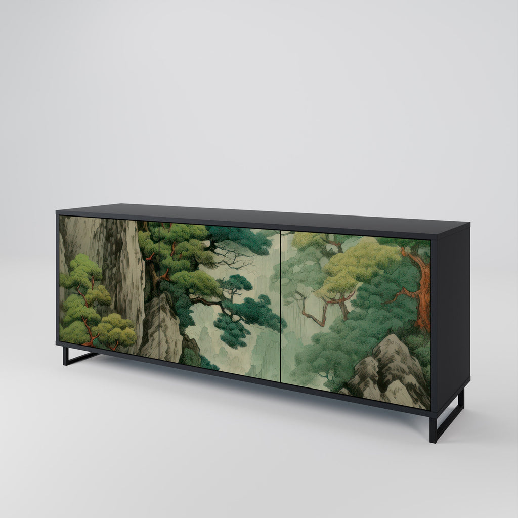 VERDURE ABYSS 3-Door Sideboard in Black Finish