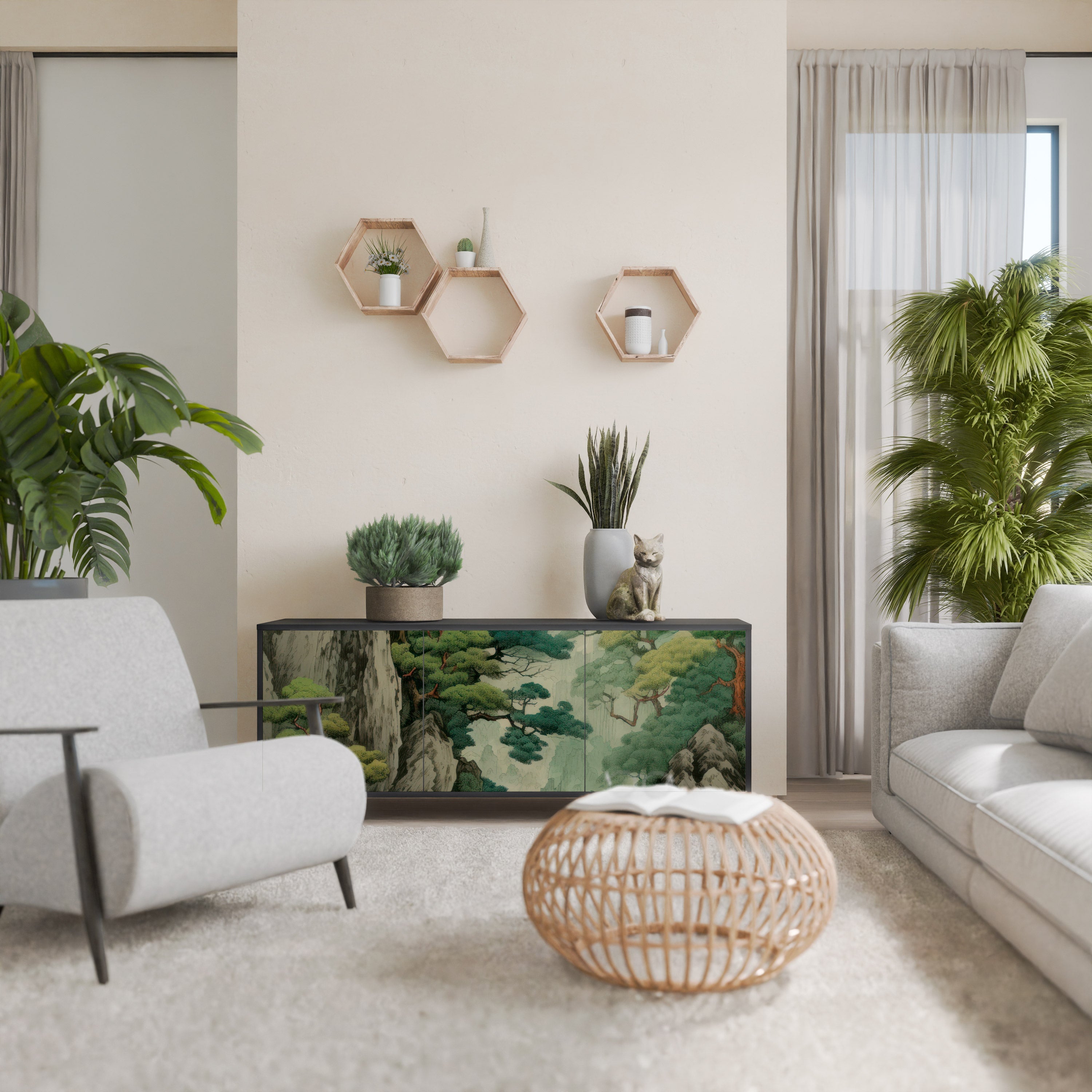 VERDURE ABYSS 3-Door Sideboard in Black Finish