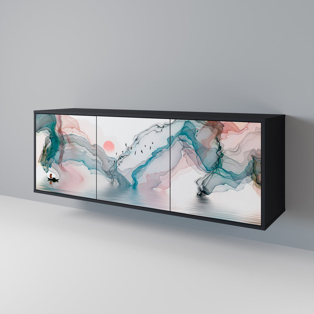 VELVET CROSSING 3-Door Sideboard in Black Finish