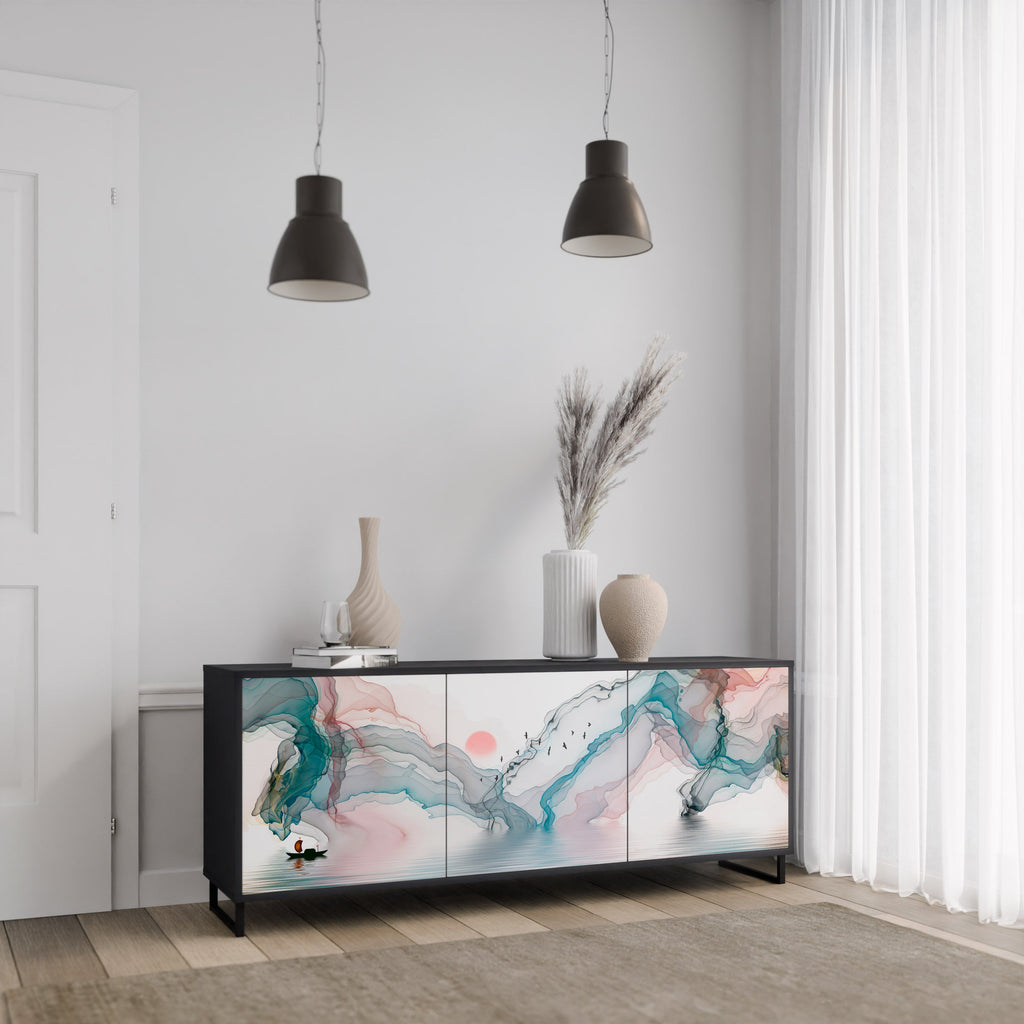 VELVET CROSSING 3-Door Sideboard in Black Finish