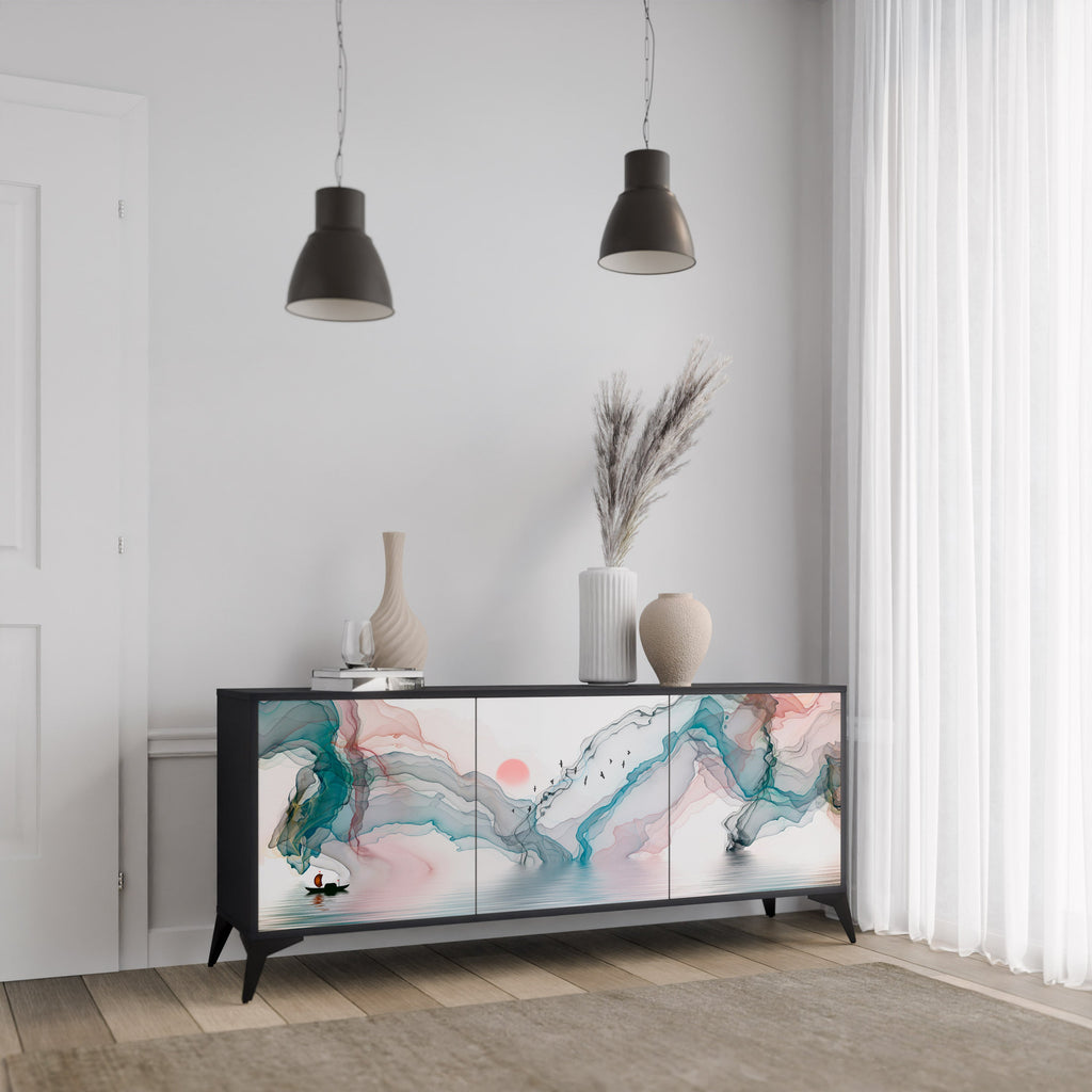 VELVET CROSSING 3-Door Sideboard in Black Finish