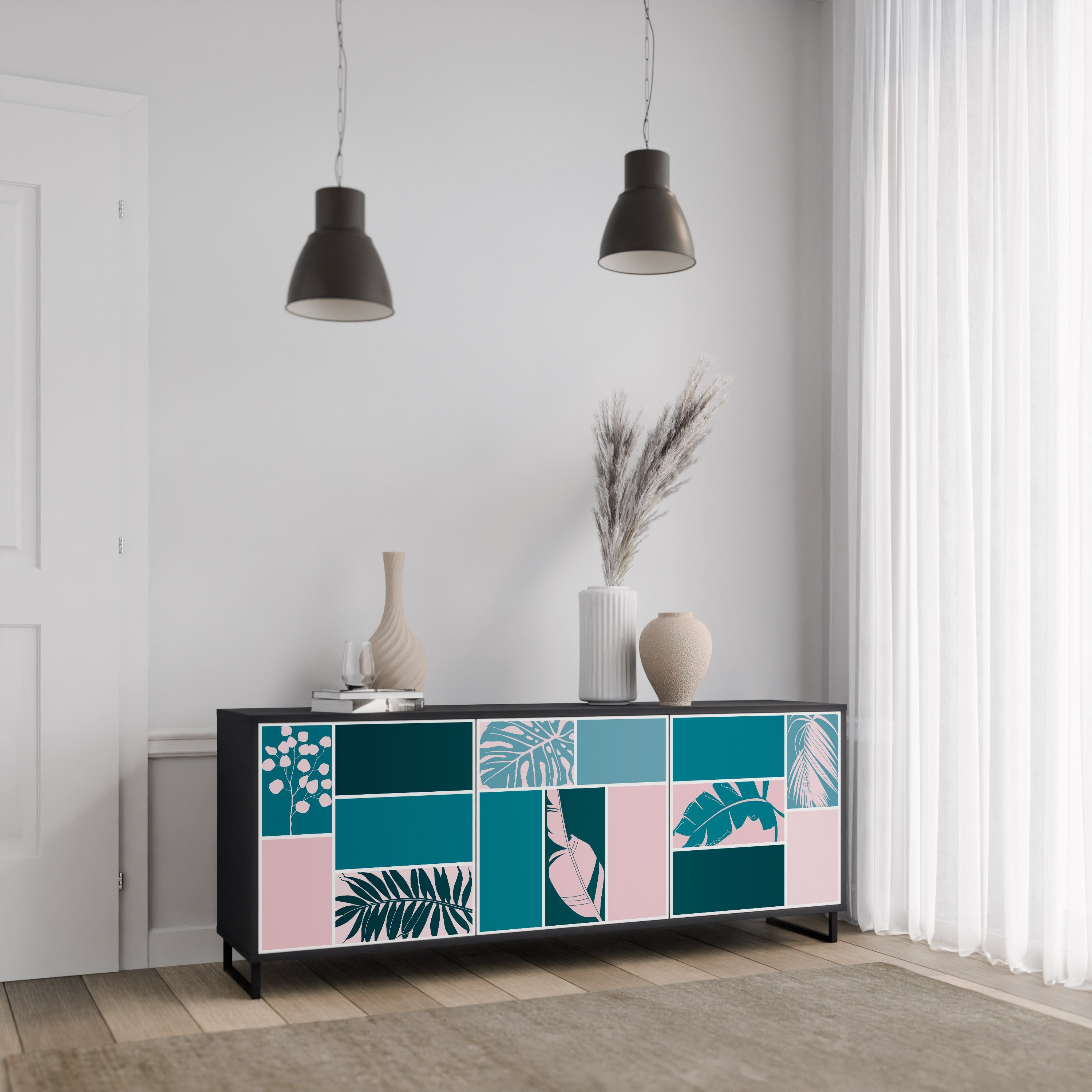 COMBINATION OF SHAPES 3-Door Sideboard in Black Finish