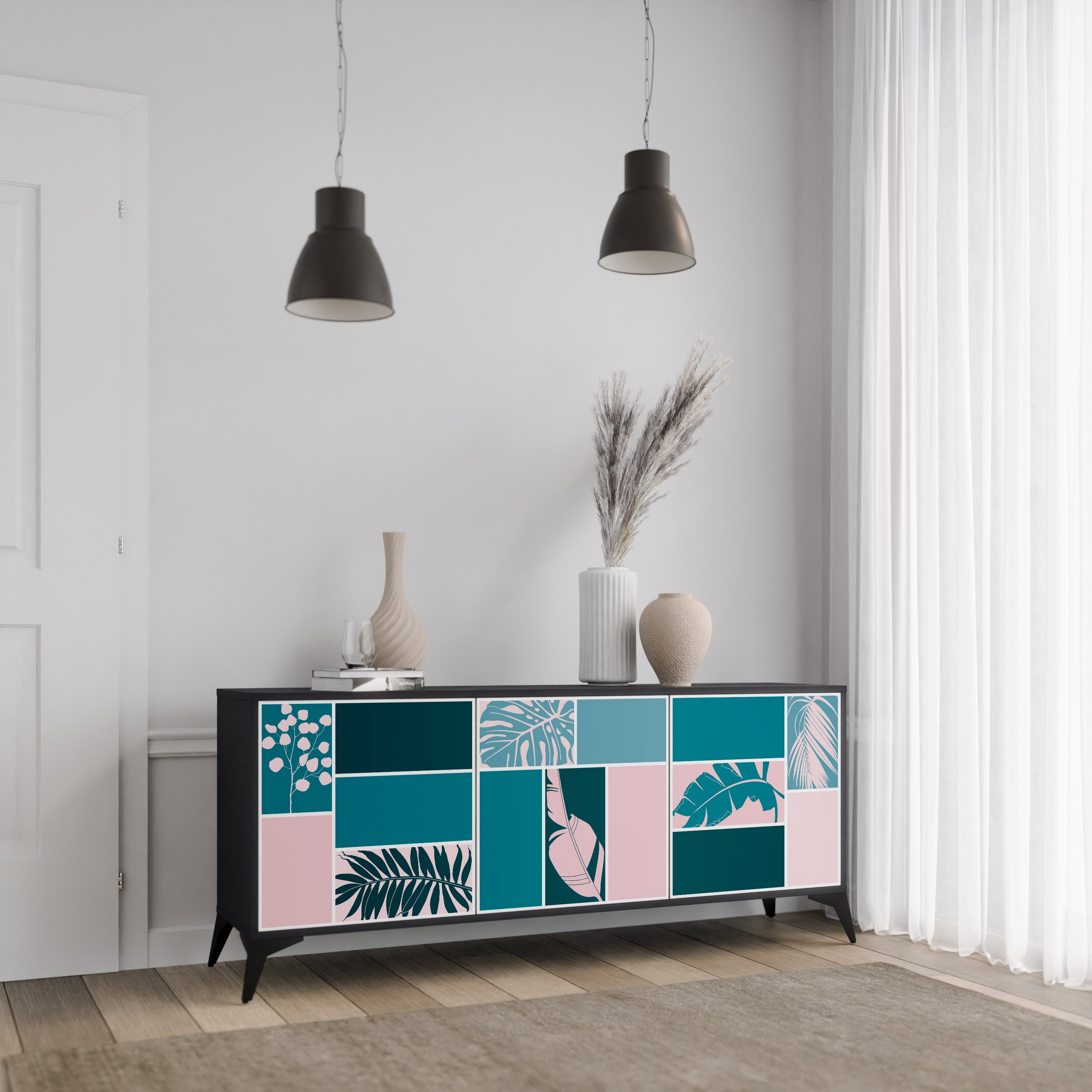 COMBINATION OF SHAPES 3-Door Sideboard in Black Finish