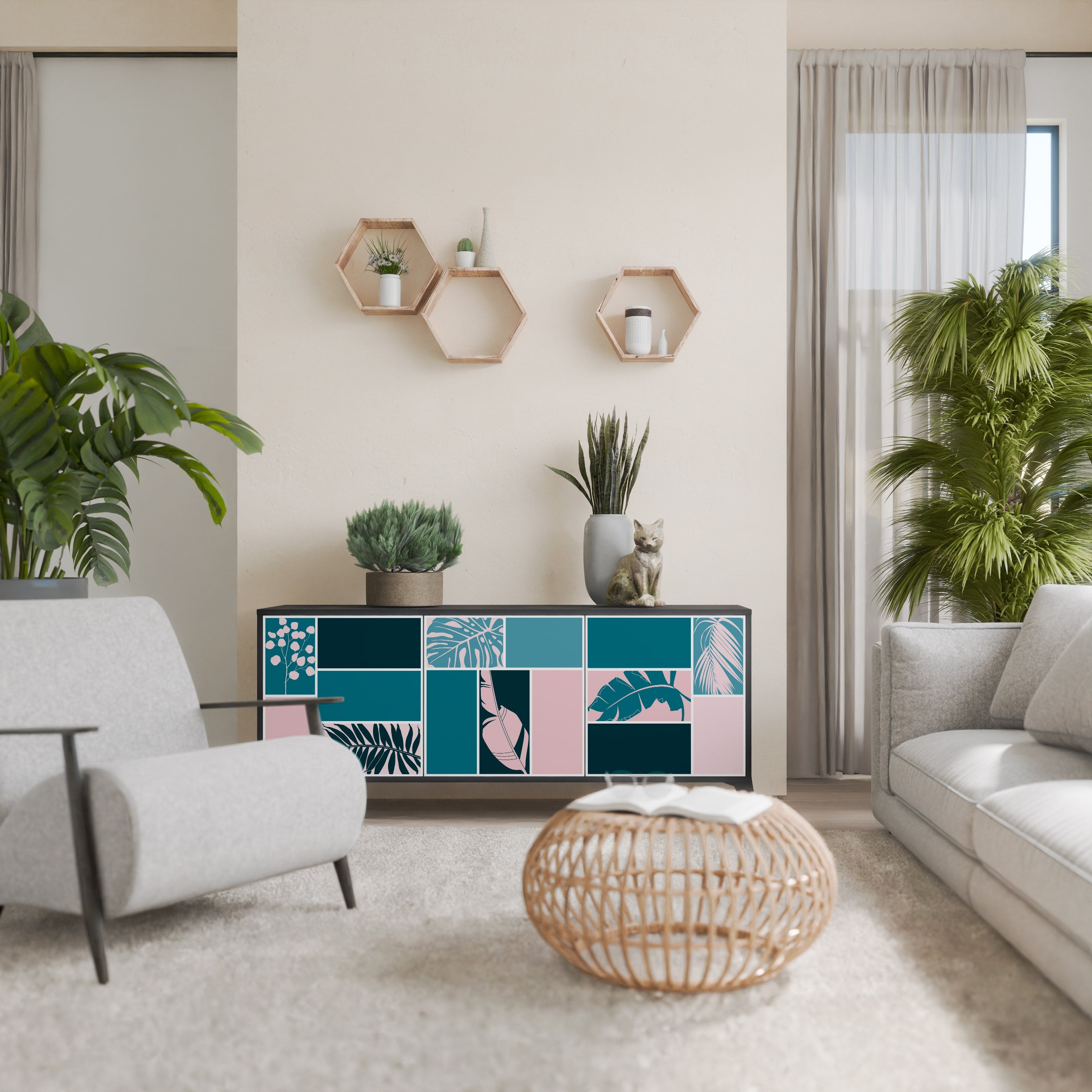 COMBINATION OF SHAPES 3-Door Sideboard in Black Finish