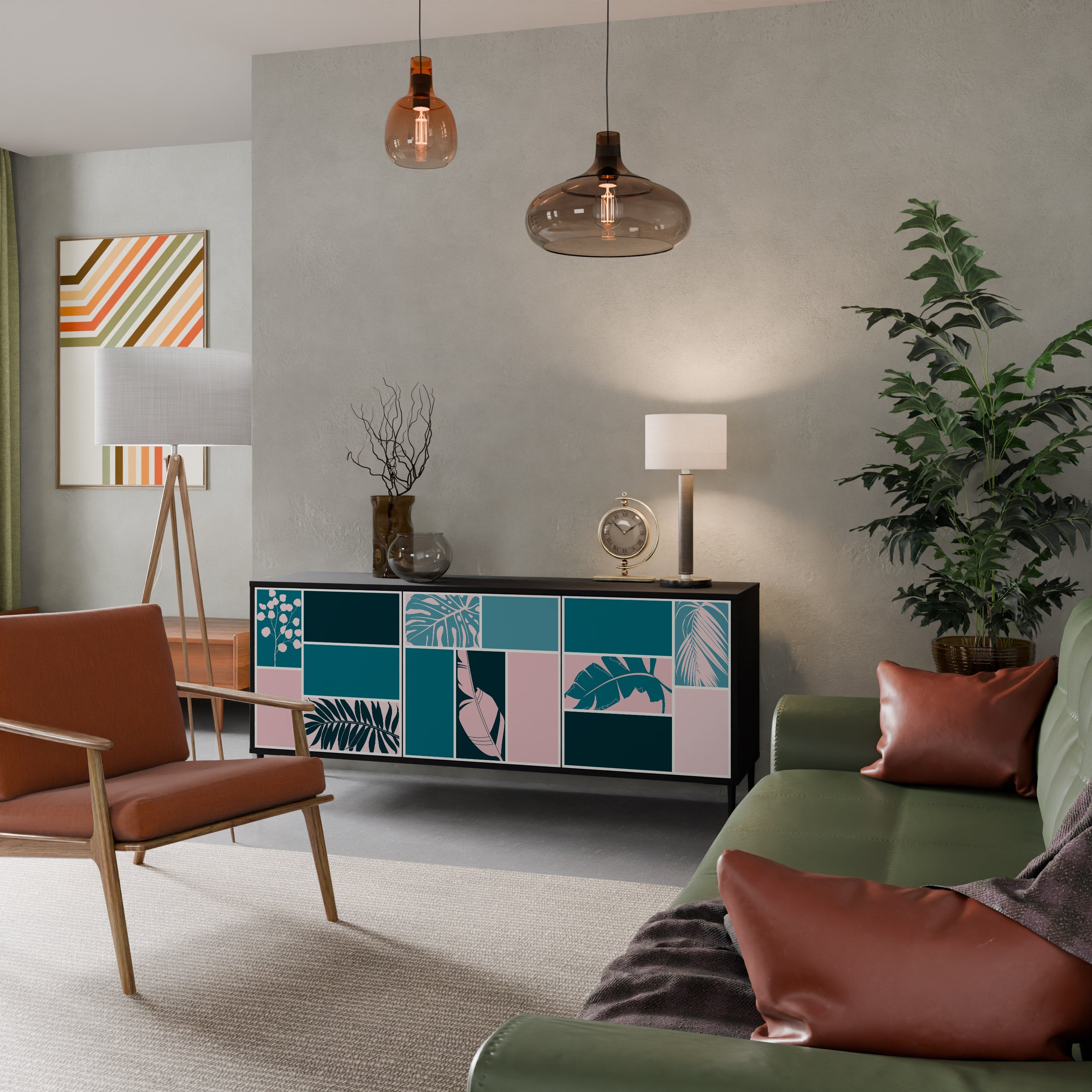 COMBINATION OF SHAPES 3-Door Sideboard in Black Finish