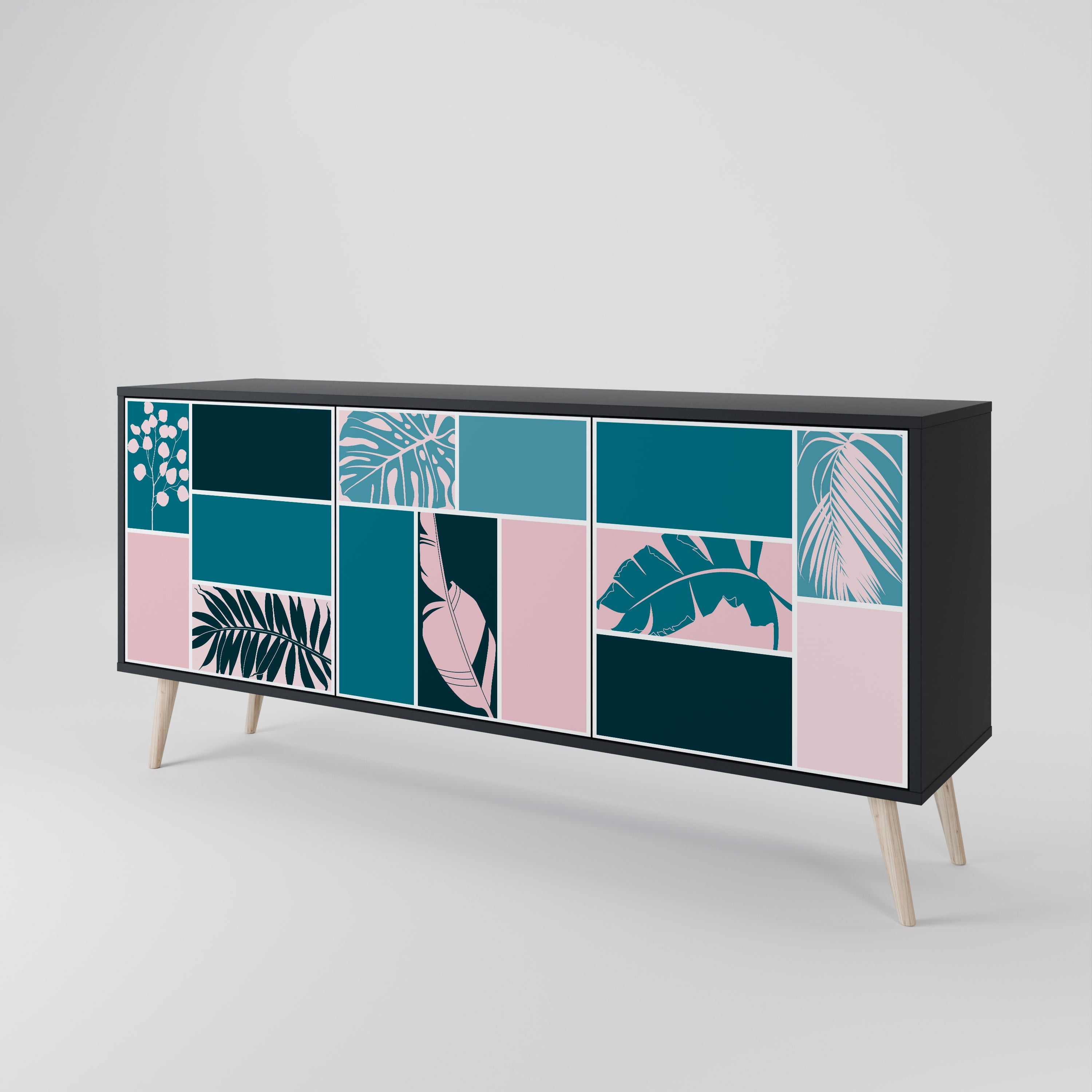 COMBINATION OF SHAPES 3-Door Sideboard in Black Finish