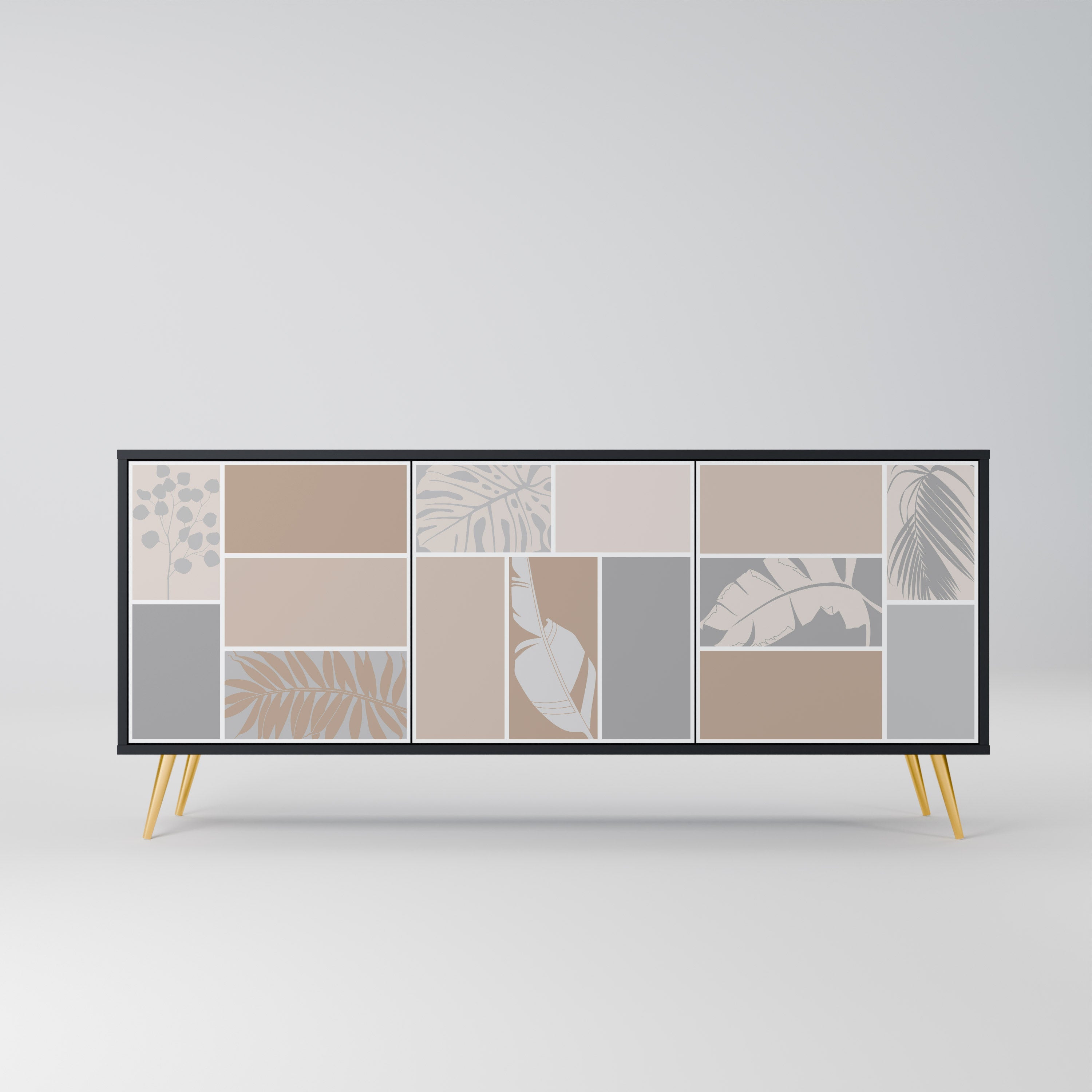 TROPICAL SHAPES 3-Door Sideboard in Black Finish