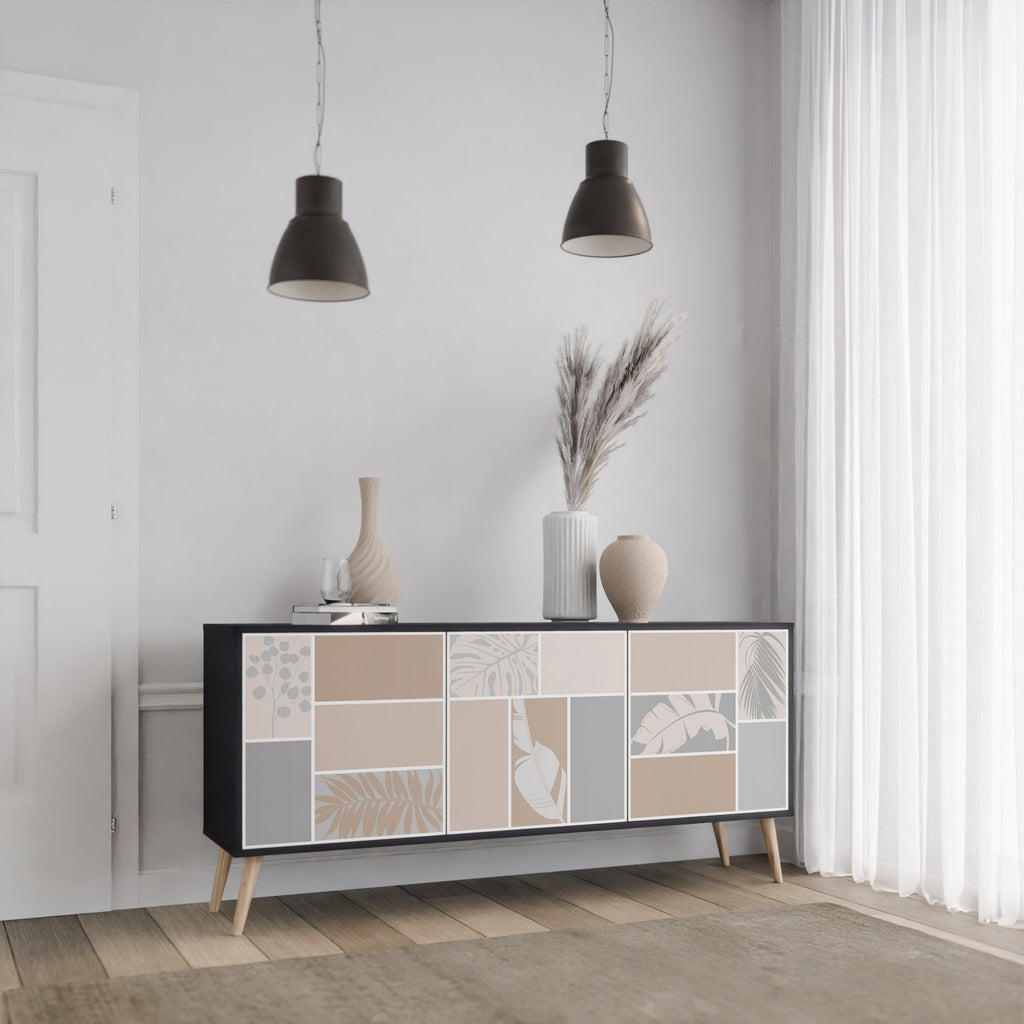 TROPICAL SHAPES 3-Door Sideboard in Black Finish