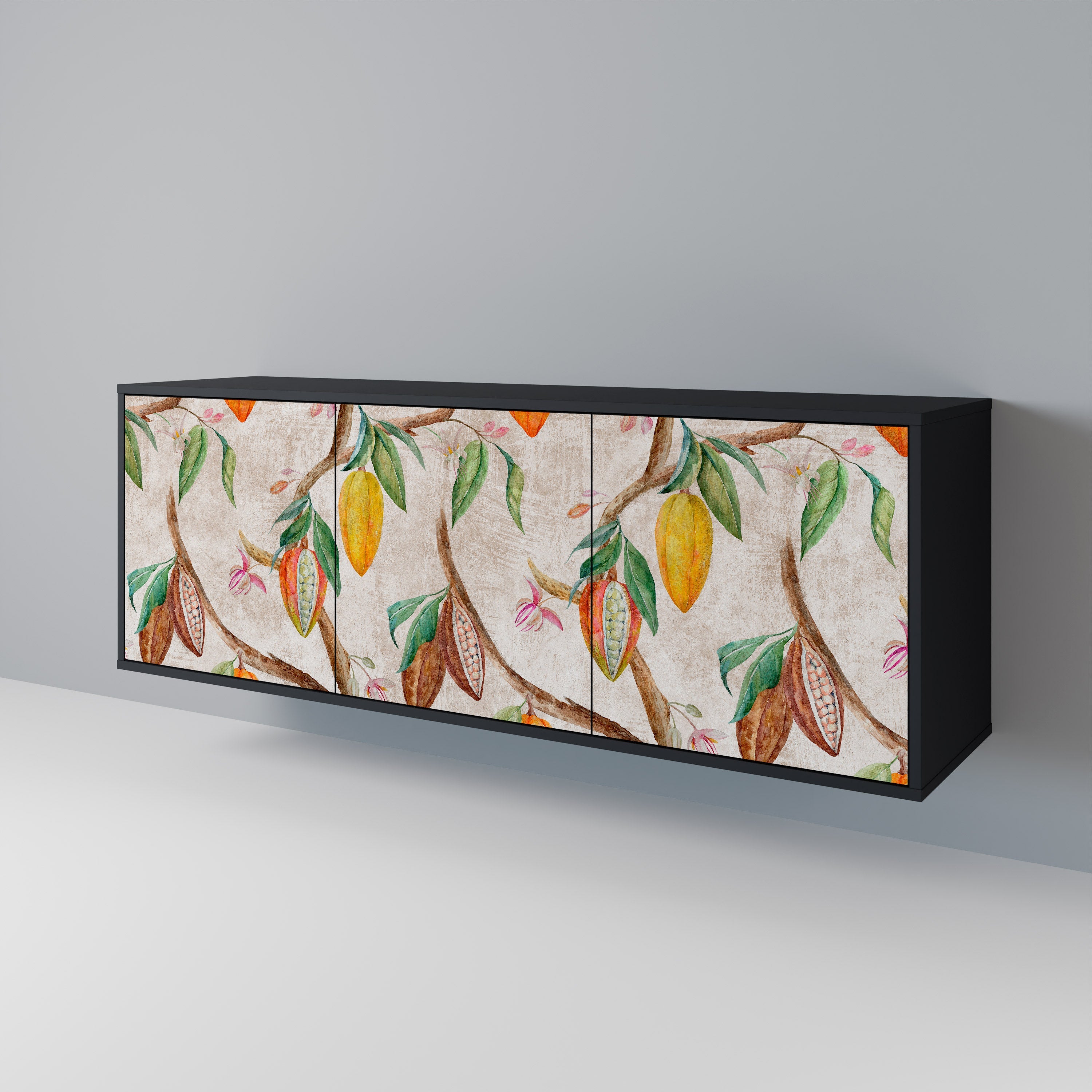 COCOA FRUITS 3-türiges Sideboard in Schwarz