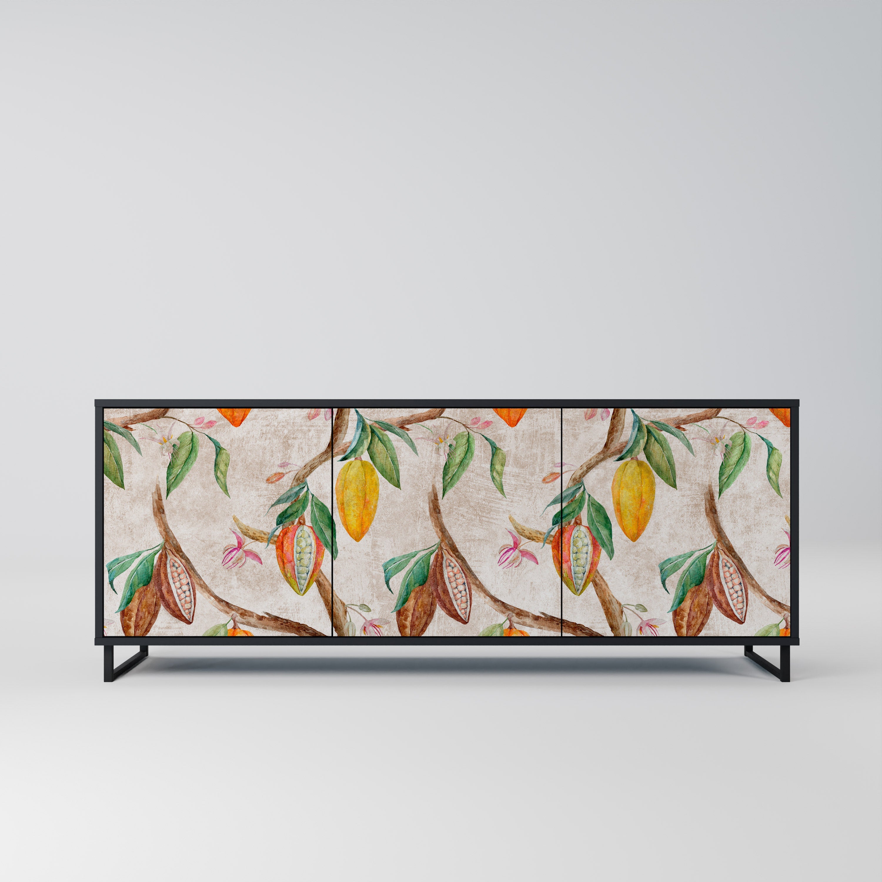 COCOA FRUITS 3-türiges Sideboard in Schwarz
