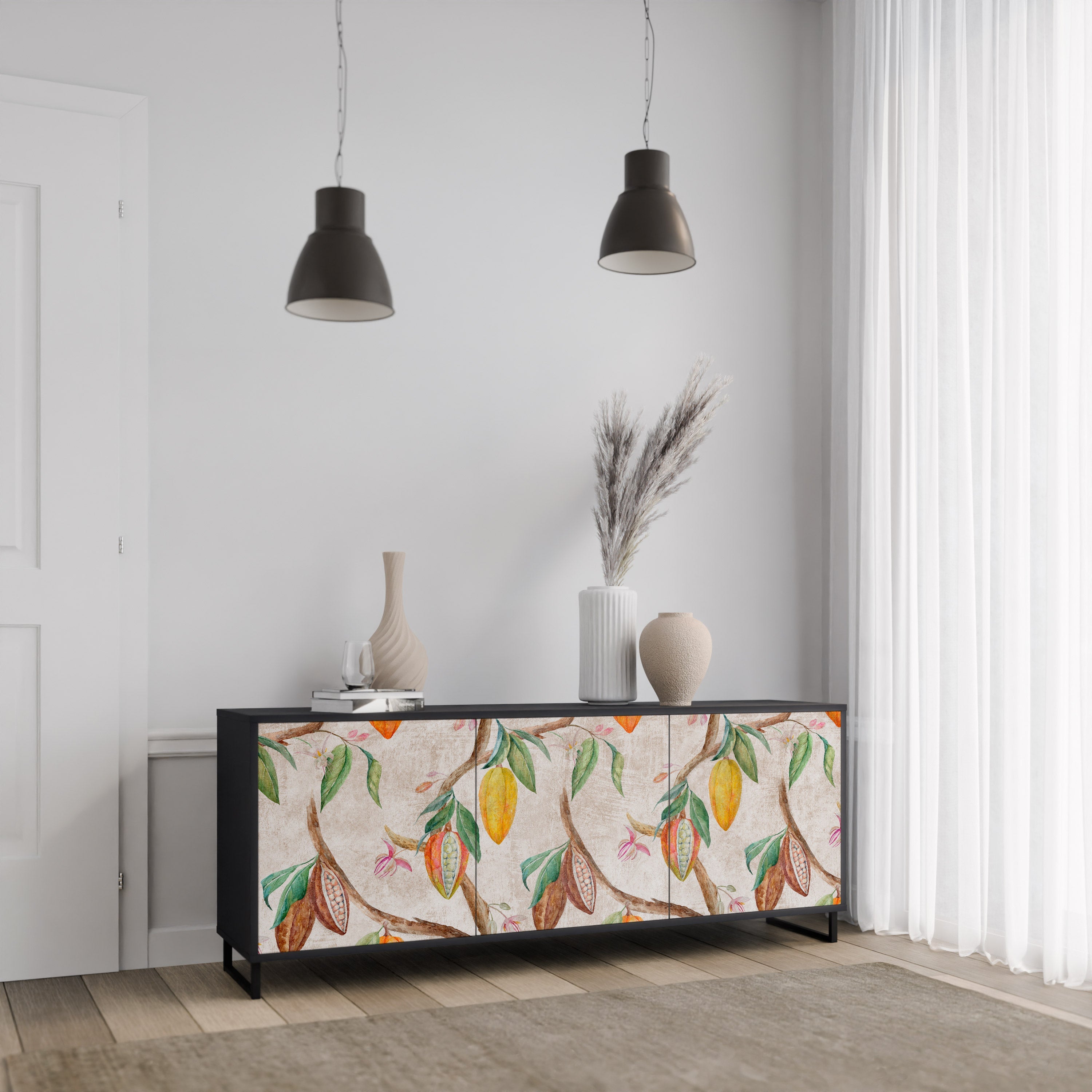 COCOA FRUITS 3-türiges Sideboard in Schwarz