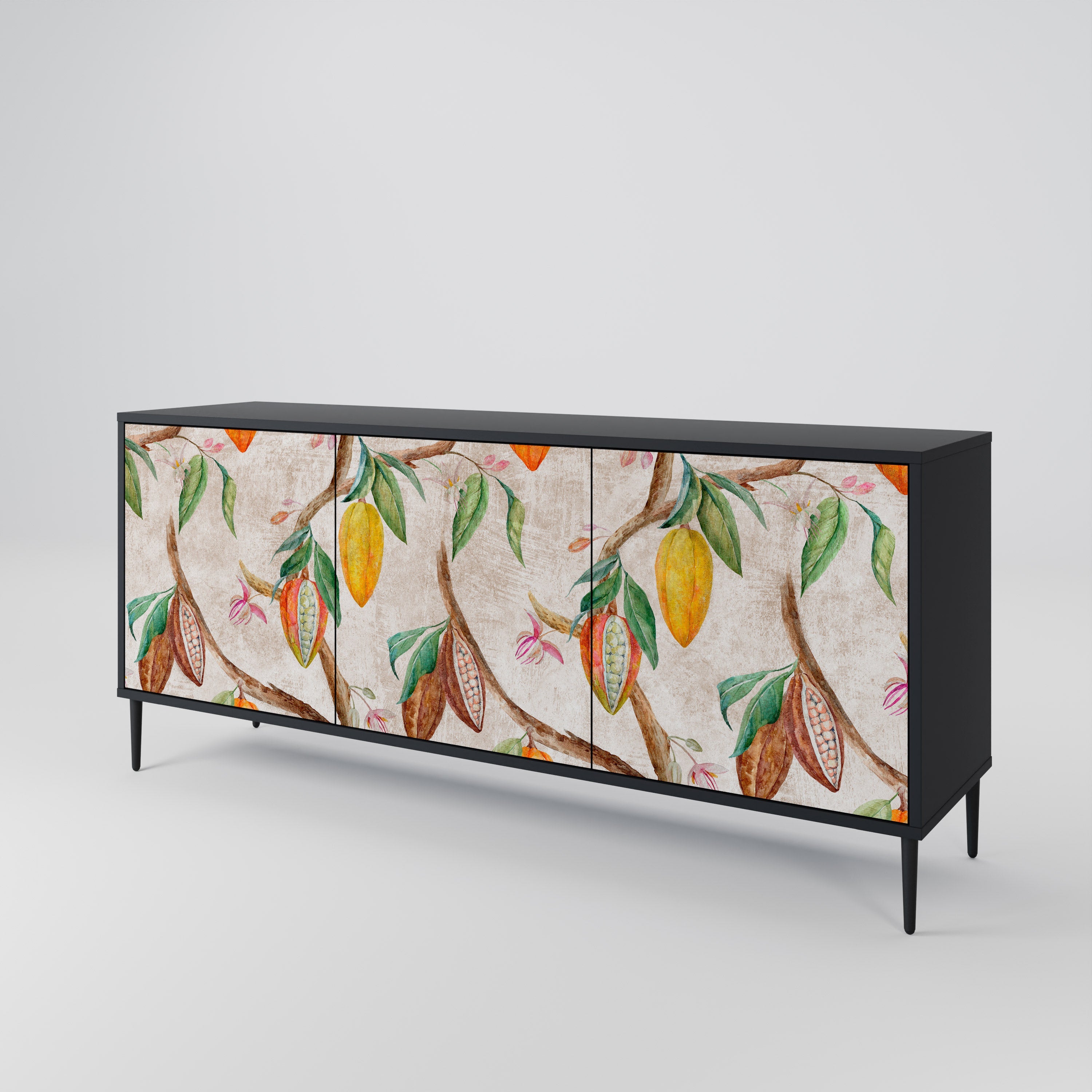 COCOA FRUITS 3-türiges Sideboard in Schwarz