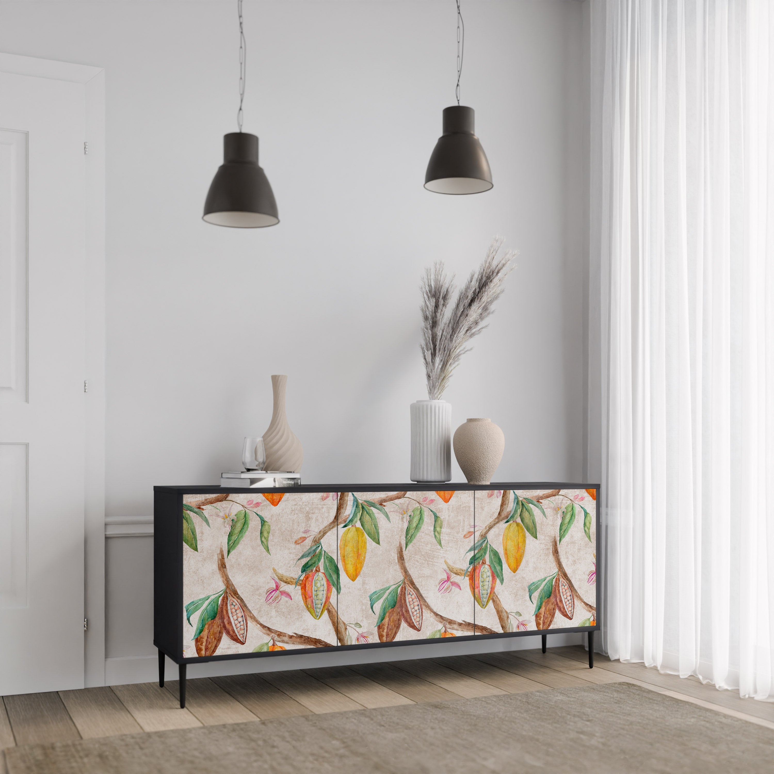 COCOA FRUITS 3-türiges Sideboard in Schwarz