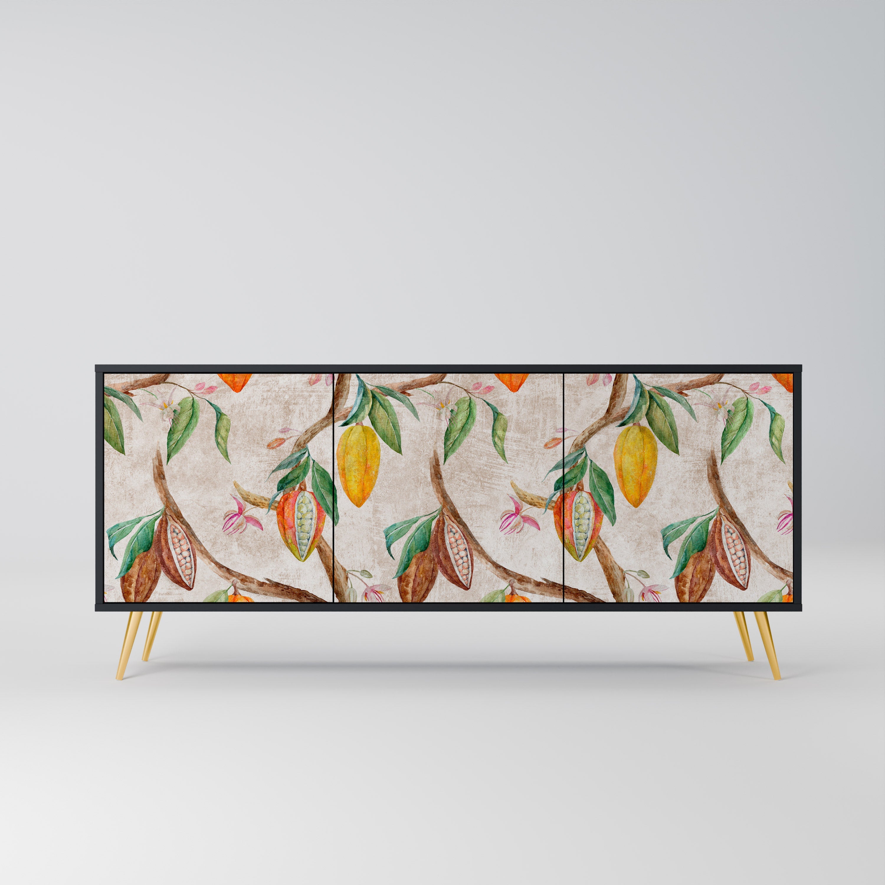 COCOA FRUITS 3-türiges Sideboard in Schwarz