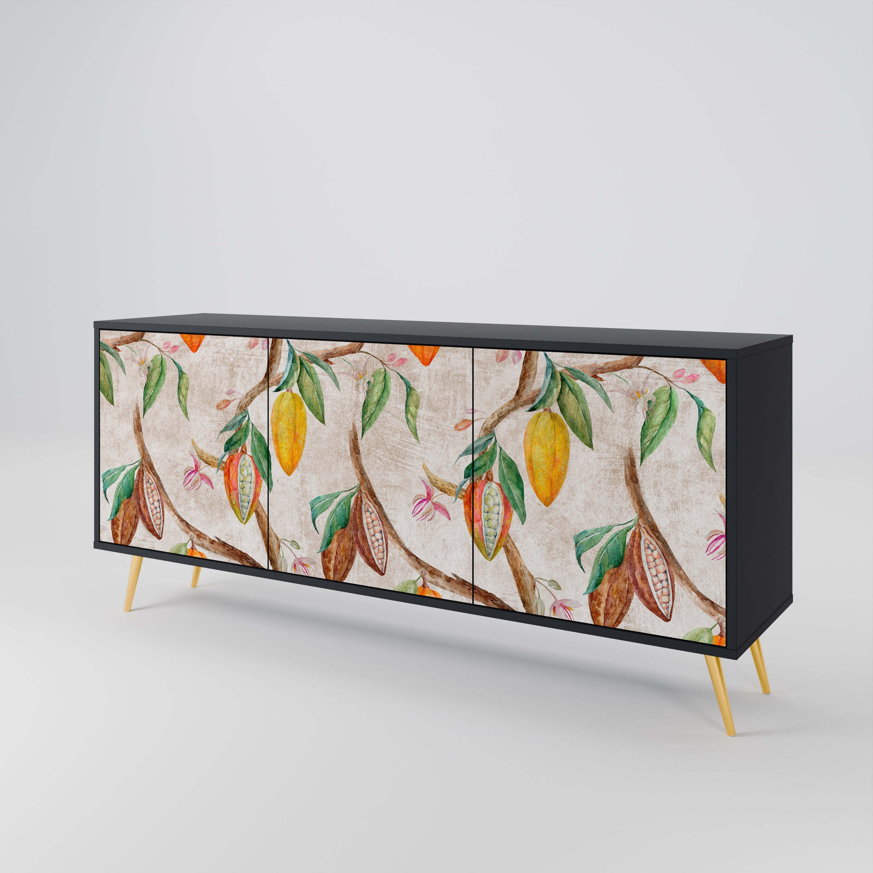 COCOA FRUITS 3-türiges Sideboard in Schwarz