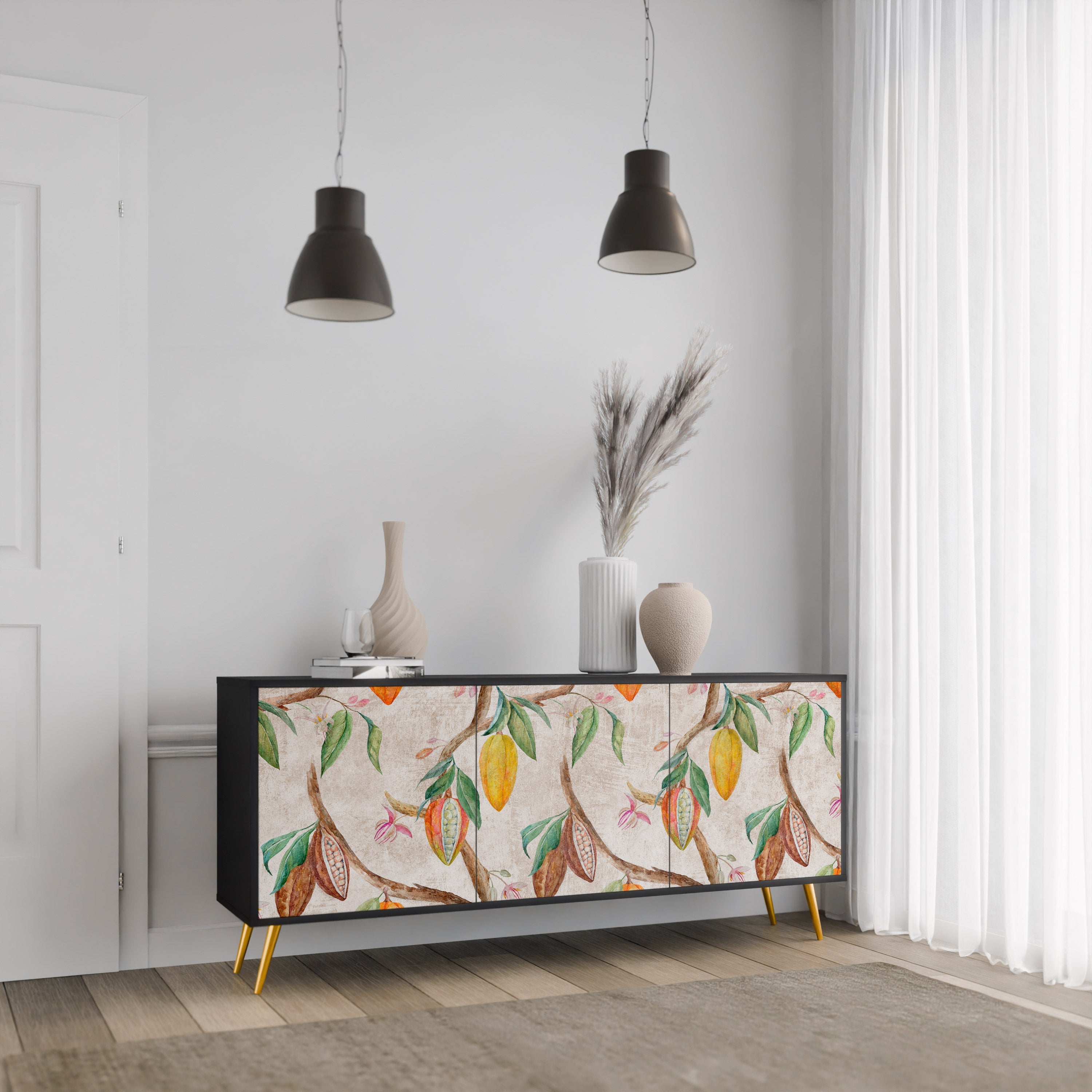 COCOA FRUITS 3-türiges Sideboard in Schwarz