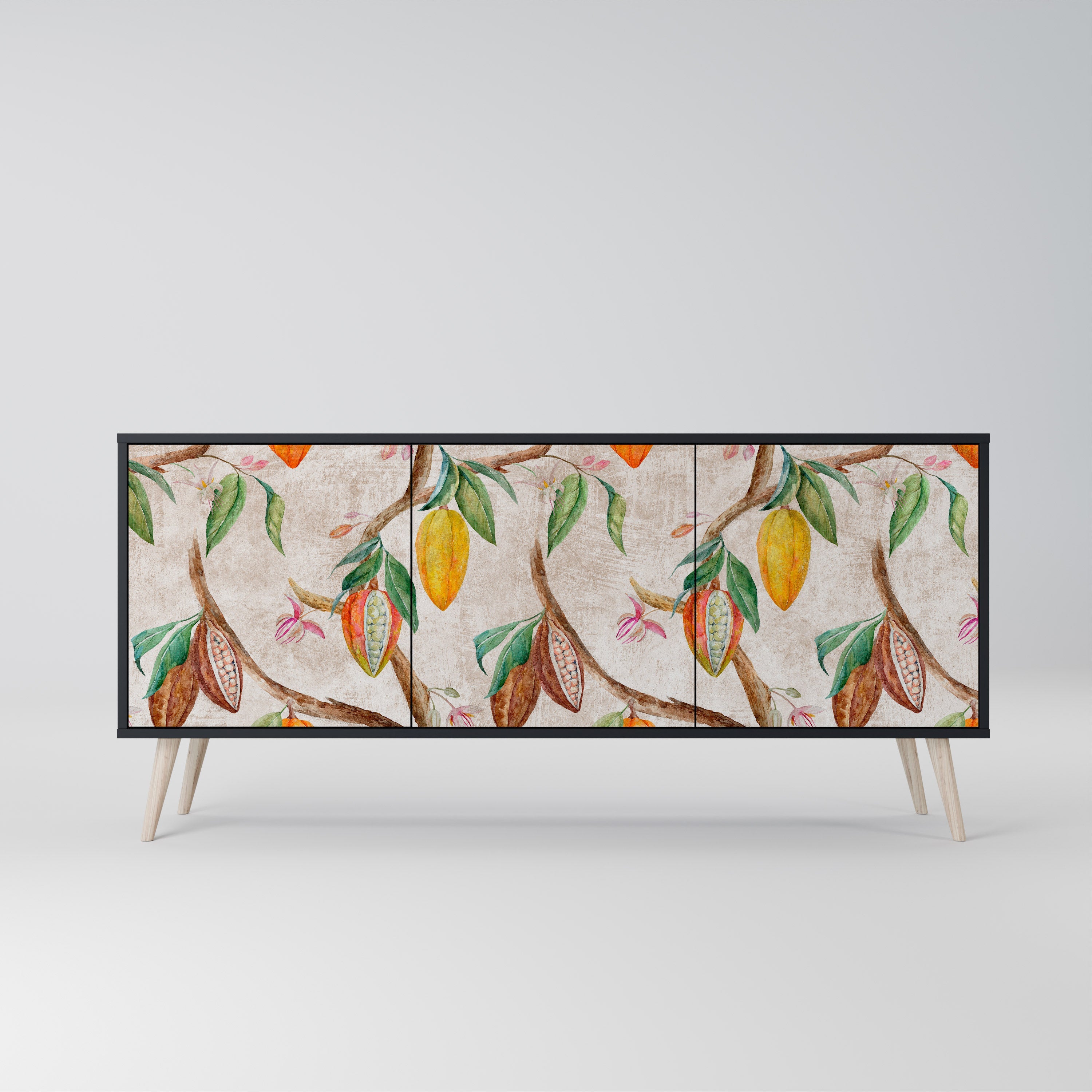 COCOA FRUITS 3-türiges Sideboard in Schwarz