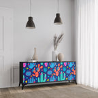 CACTUS VIBES 3-Door Sideboard in Black Finish