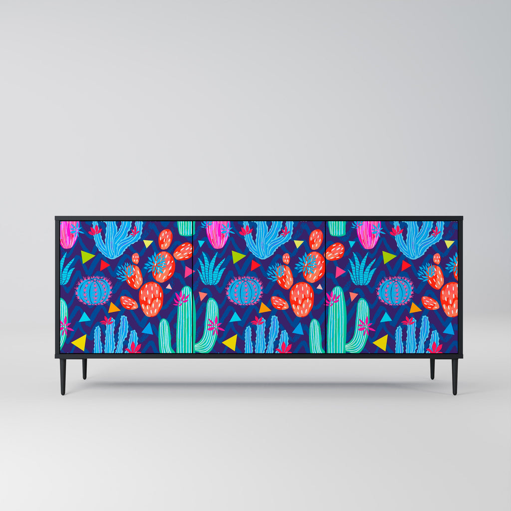 CACTUS VIBES 3-Door Sideboard in Black Finish