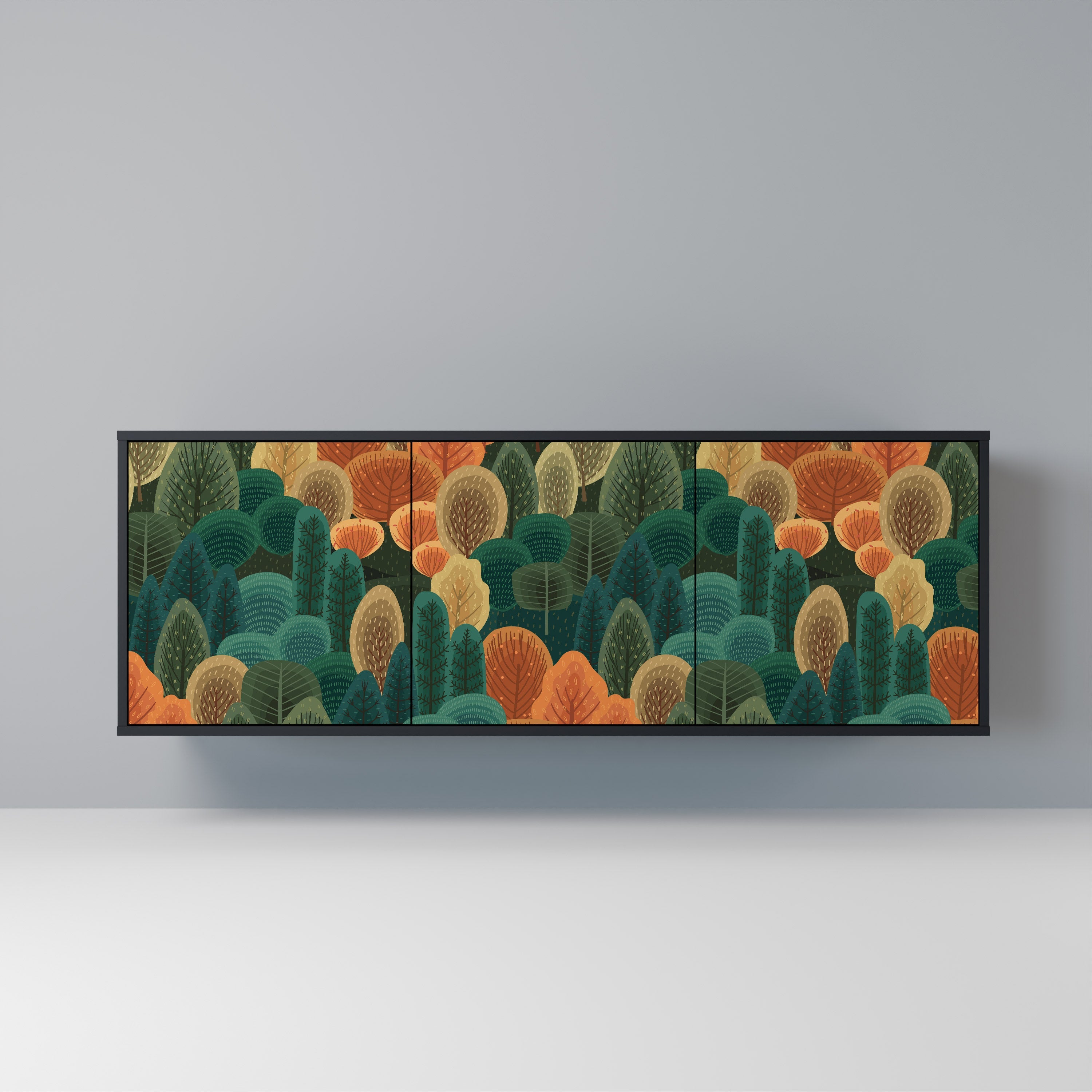 AUTUMN KALEIDOSCOPE 3-Door Sideboard in Black Finish