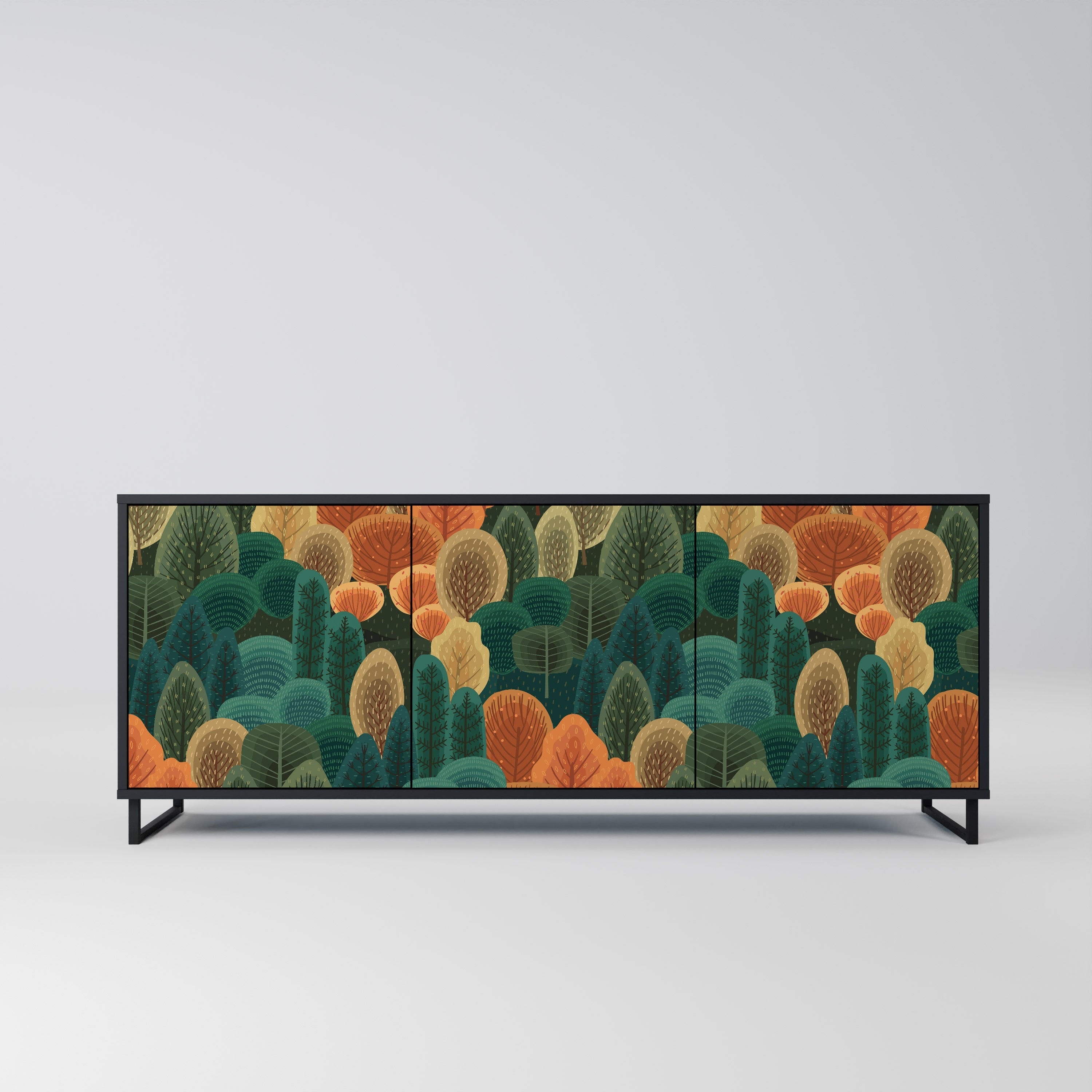 AUTUMN KALEIDOSCOPE 3-Door Sideboard in Black Finish