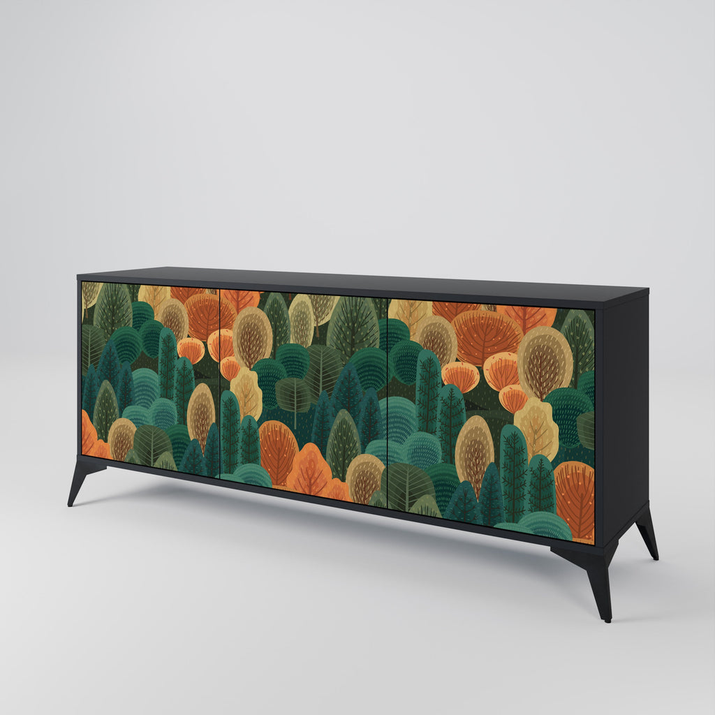 AUTUMN KALEIDOSCOPE 3-Door Sideboard in Black Finish