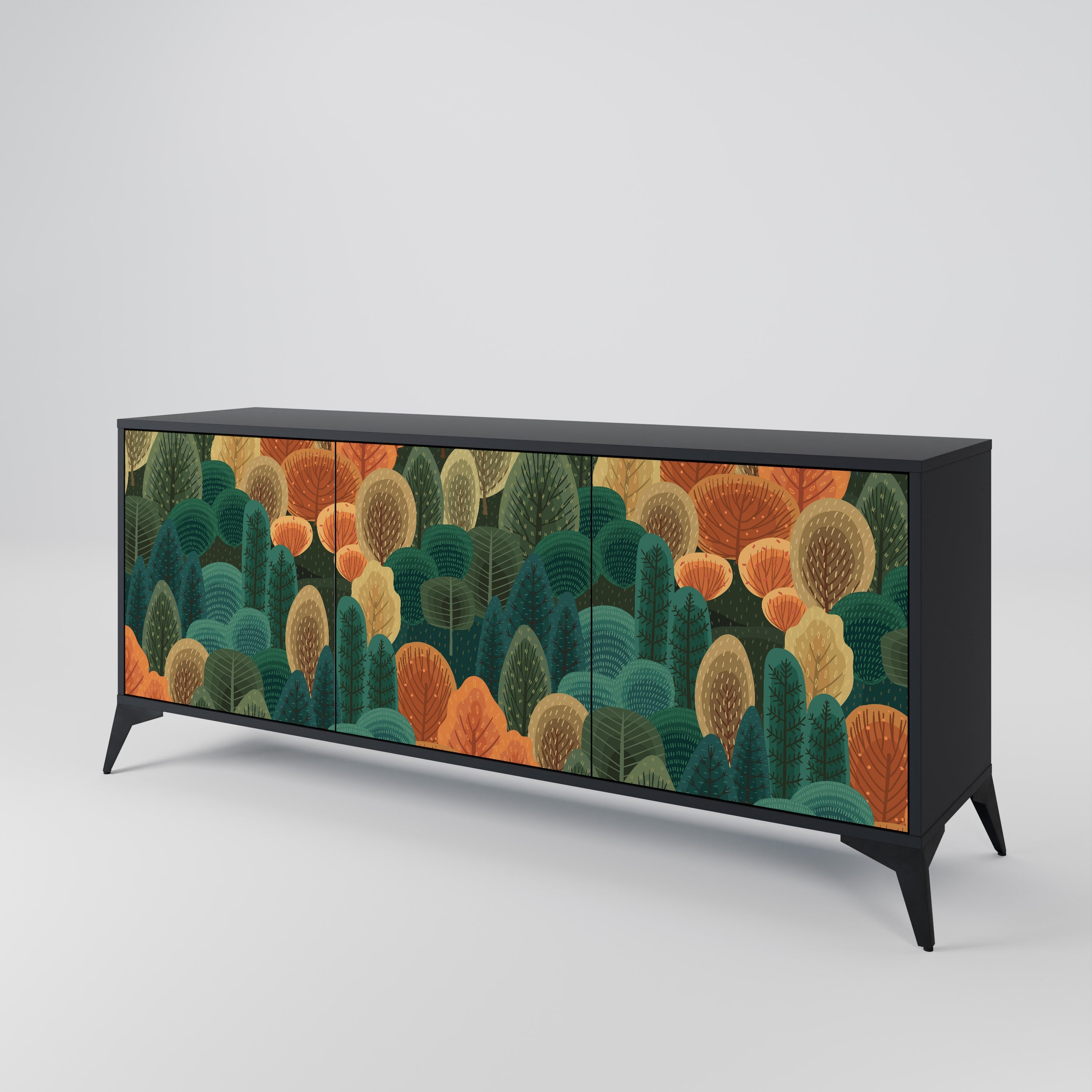AUTUMN KALEIDOSCOPE 3-Door Sideboard in Black Finish