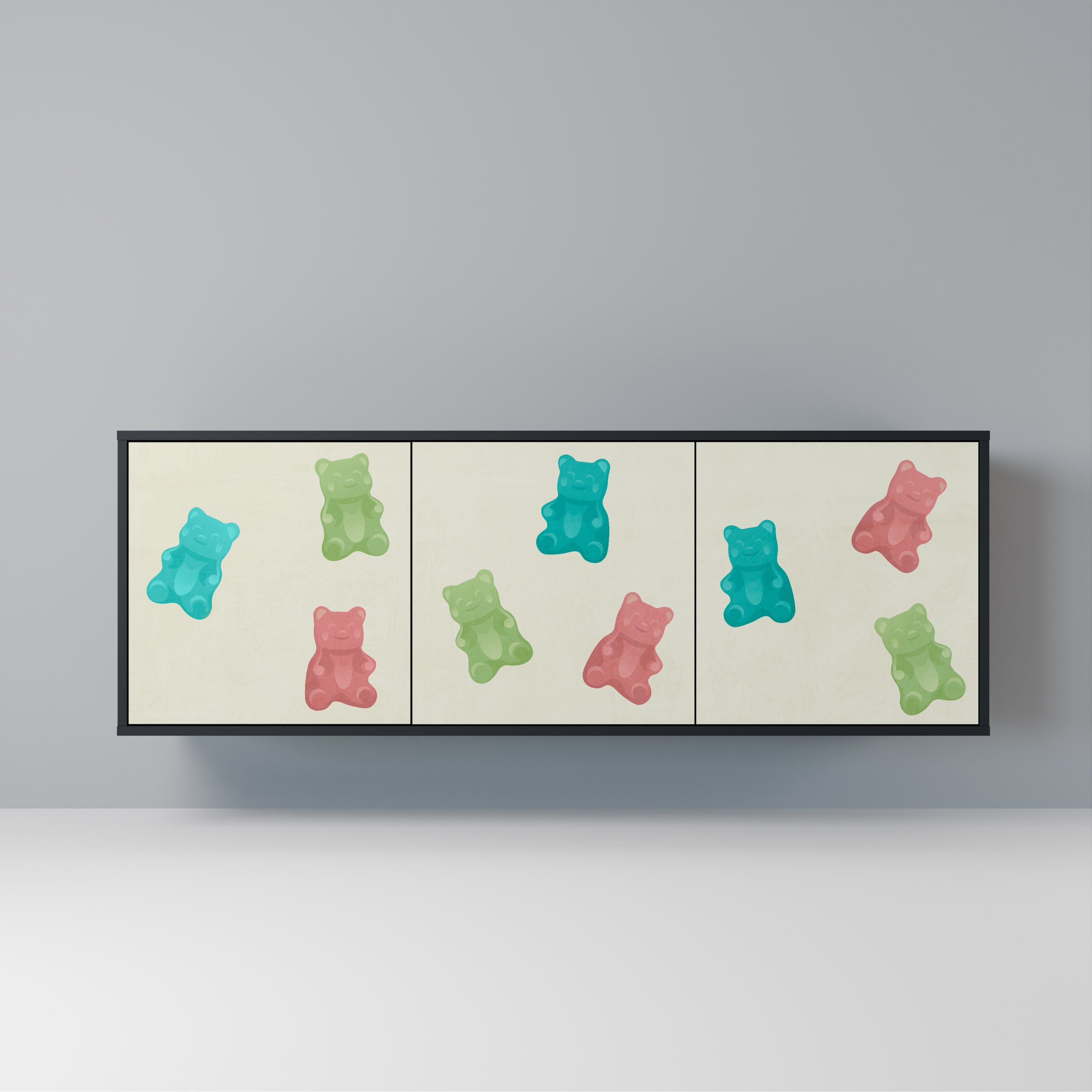 GUMMY BEARS 3-Door Sideboard in Black Finish