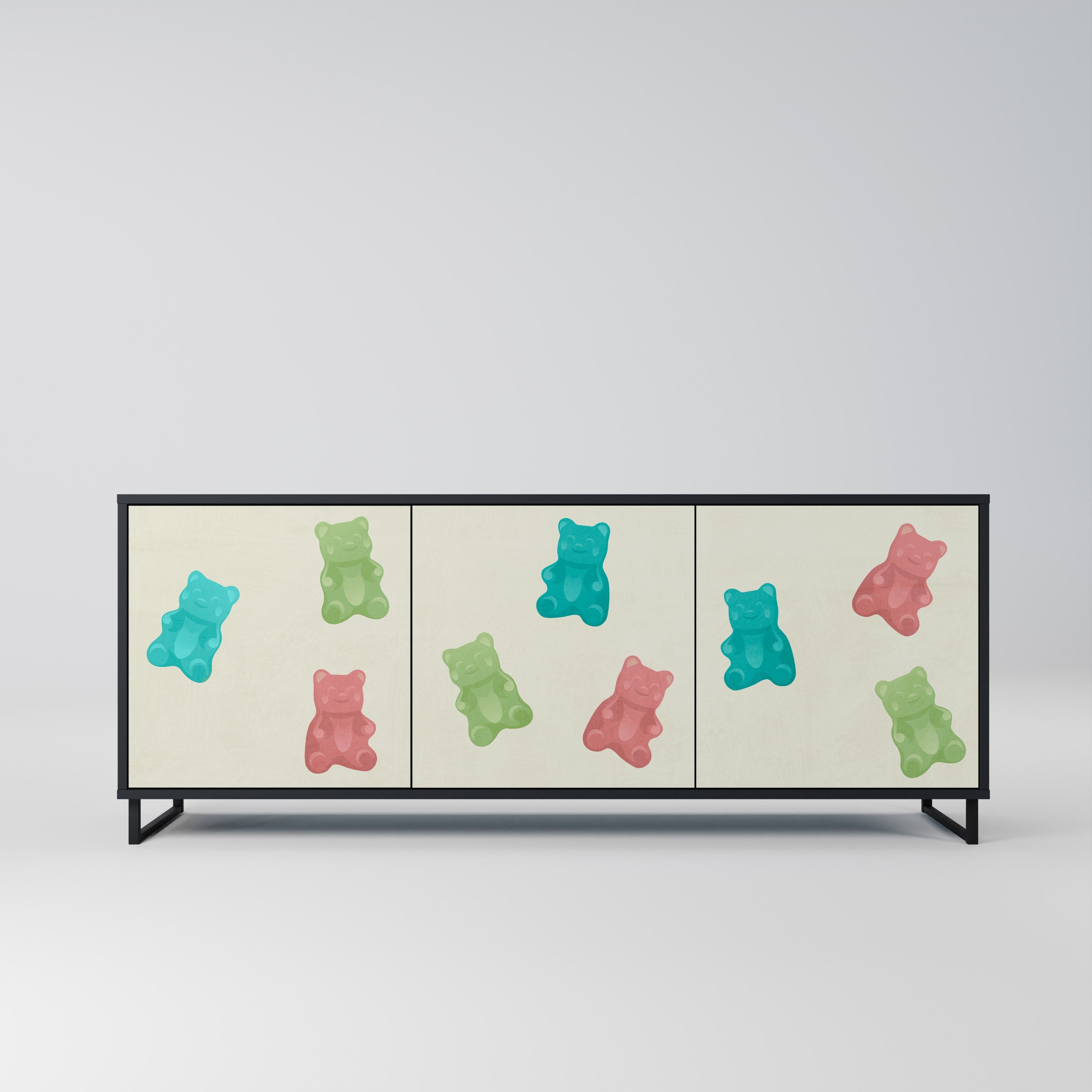 GUMMY BEARS 3-Door Sideboard in Black Finish