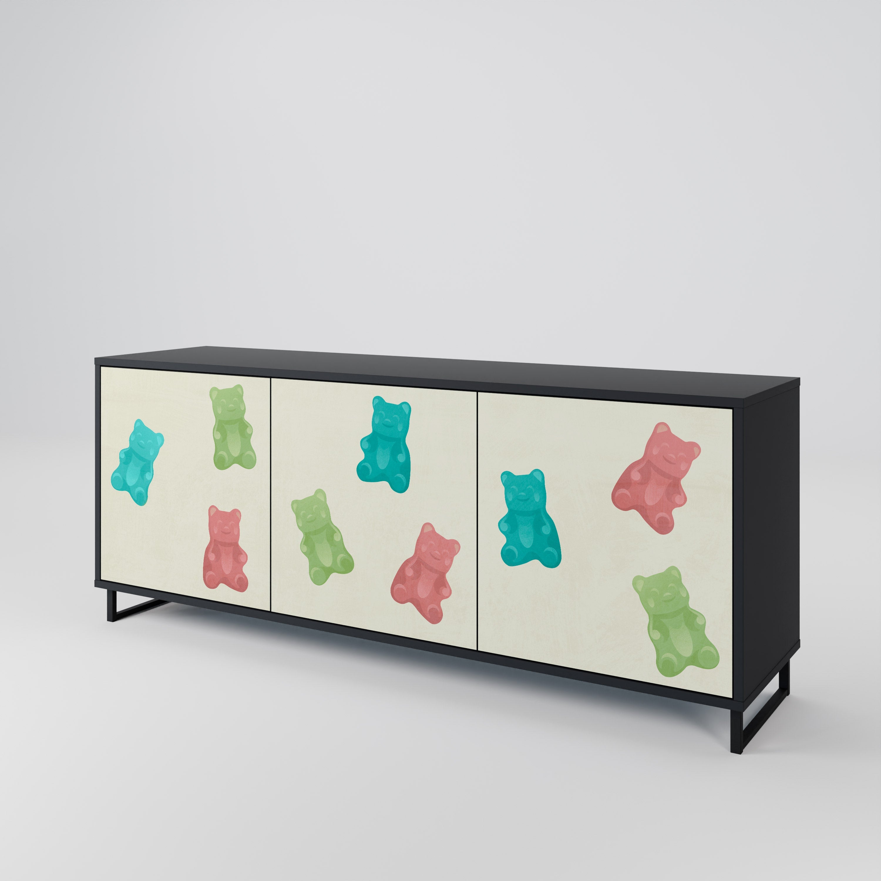 GUMMY BEARS 3-Door Sideboard in Black Finish