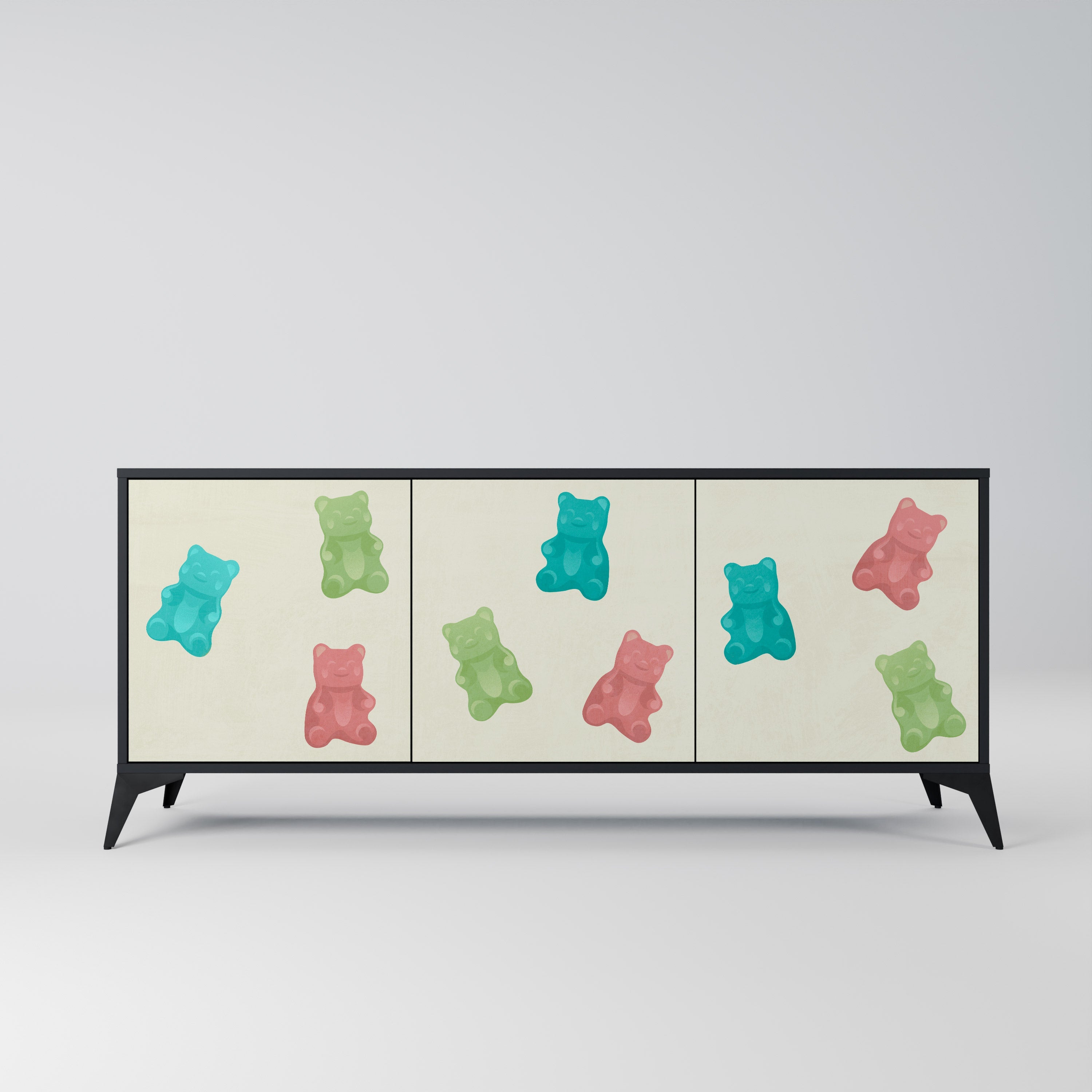 GUMMY BEARS 3-Door Sideboard in Black Finish