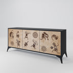 AFRICAN STYLE Sideboard mit 3 Türen in Schwarz