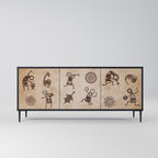 AFRICAN STYLE Sideboard mit 3 Türen in Schwarz