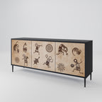 AFRICAN STYLE Sideboard mit 3 Türen in Schwarz