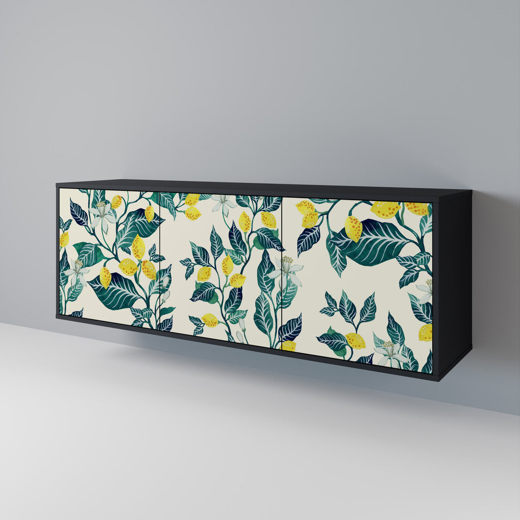 LEMON TREE 3-Door Sideboard in Black Finish