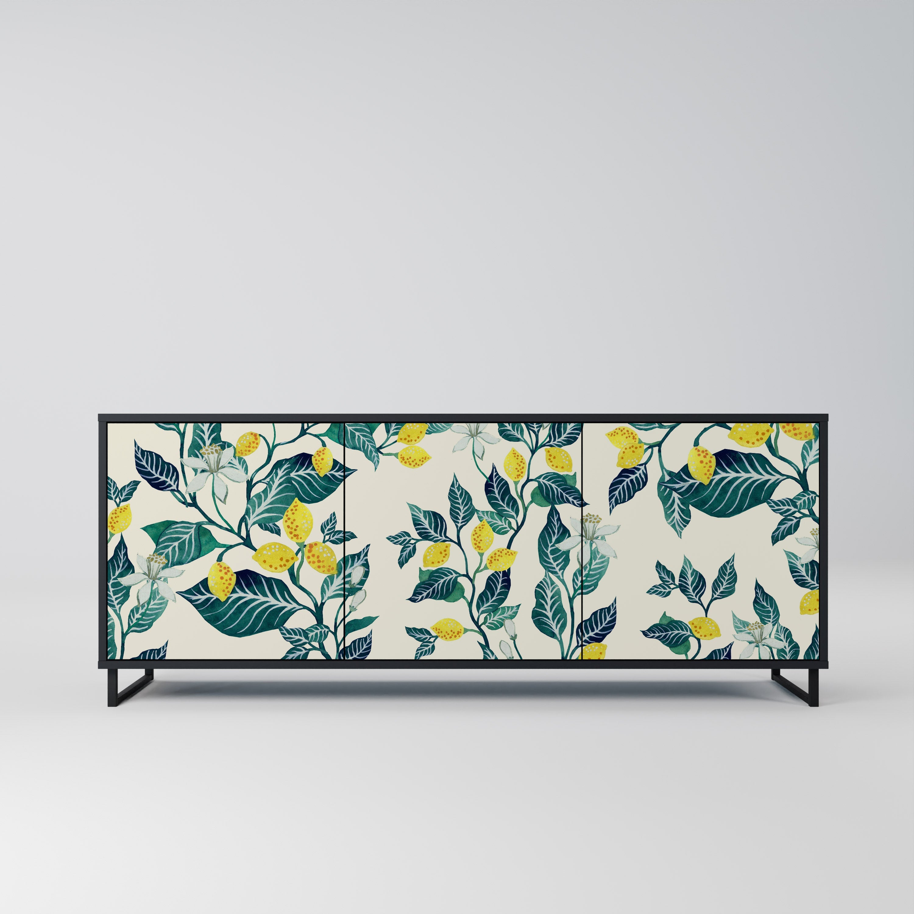 LEMON TREE 3-Door Sideboard in Black Finish