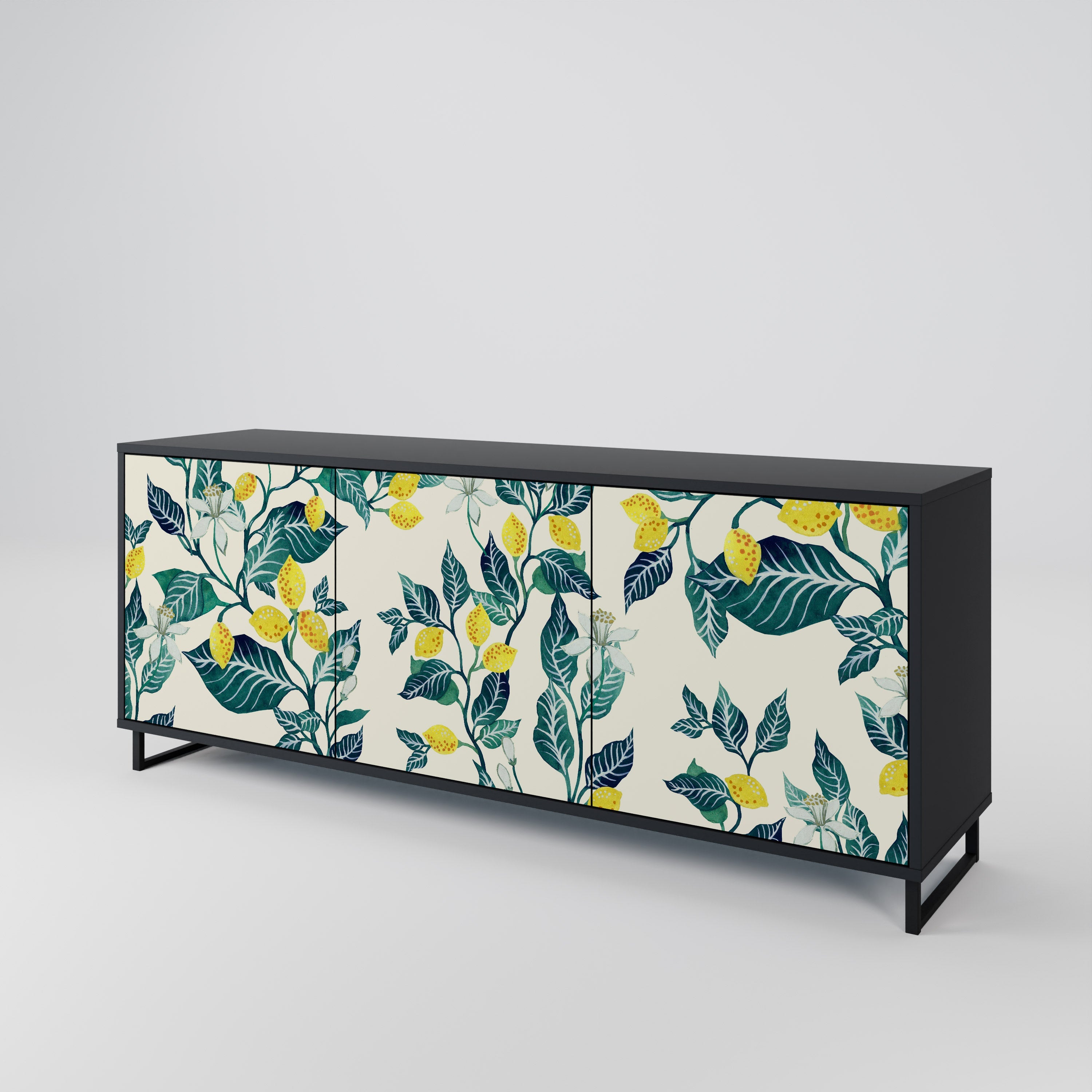 LEMON TREE 3-Door Sideboard in Black Finish