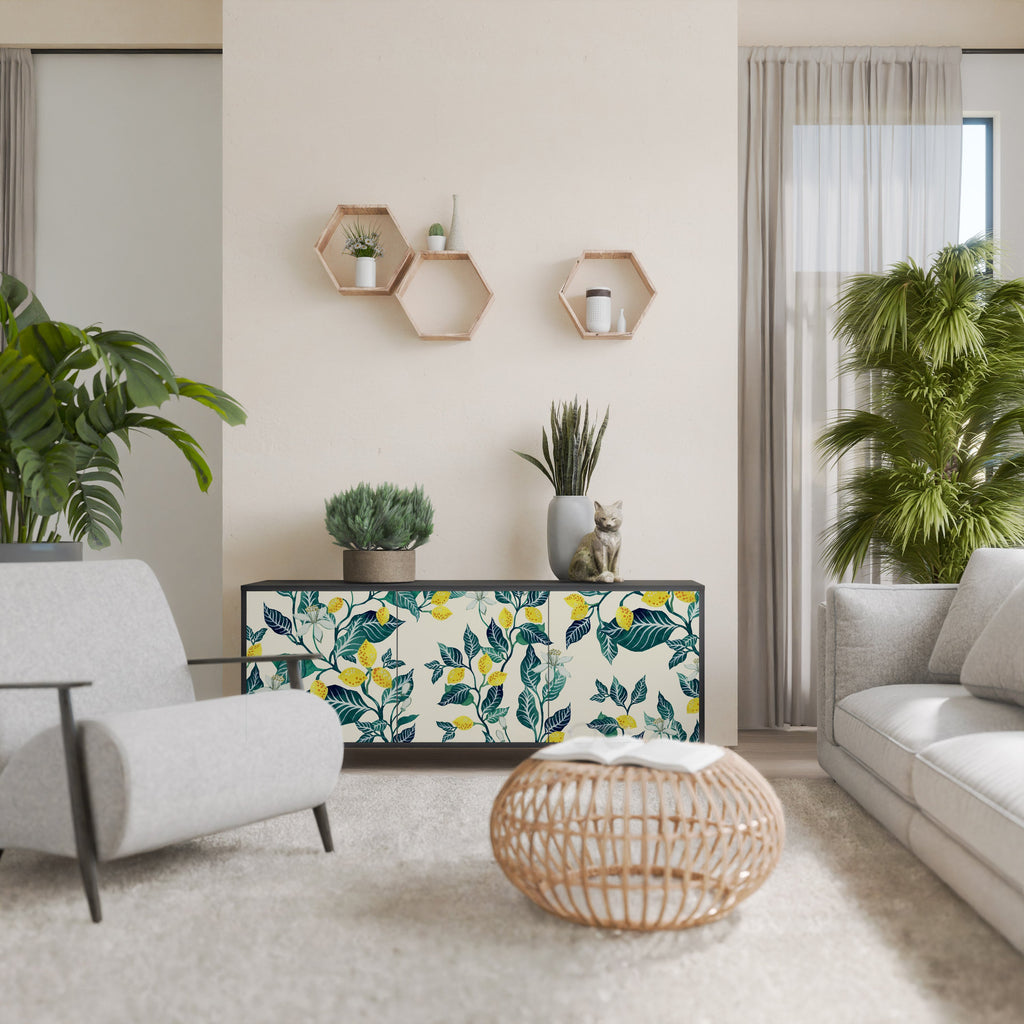 LEMON TREE 3-Door Sideboard in Black Finish