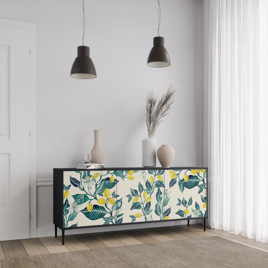 LEMON TREE 3-Door Sideboard in Black Finish