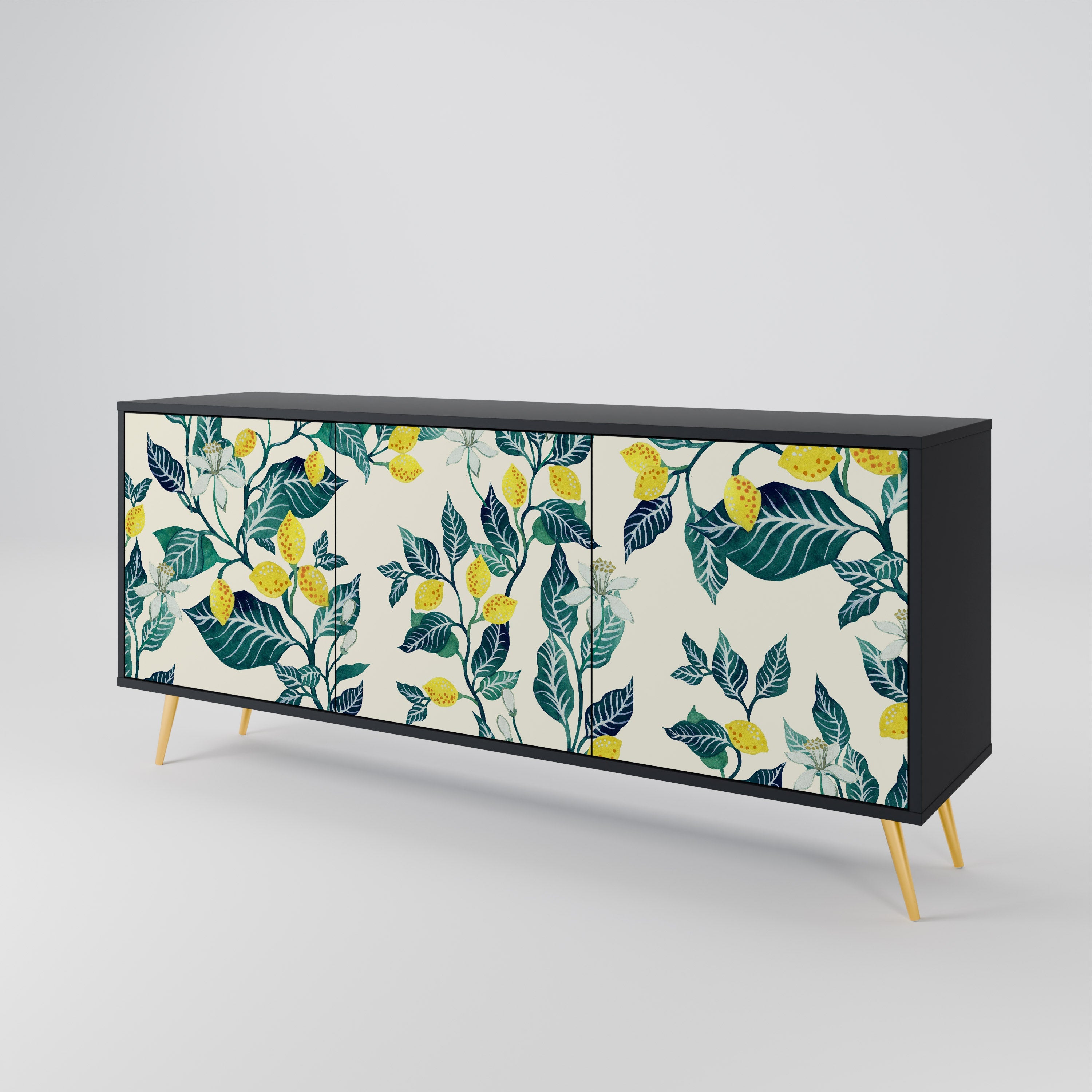 LEMON TREE 3-Door Sideboard in Black Finish