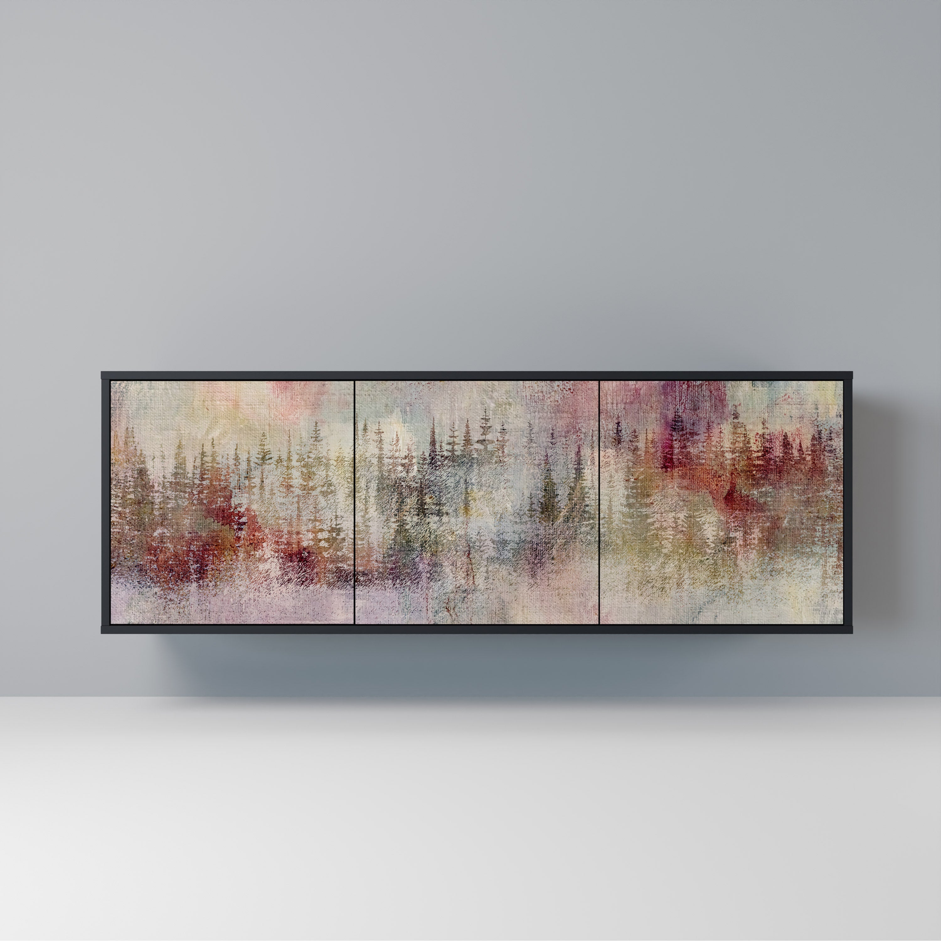 VEILED SUMMIT 3-Door Sideboard in Black Finish