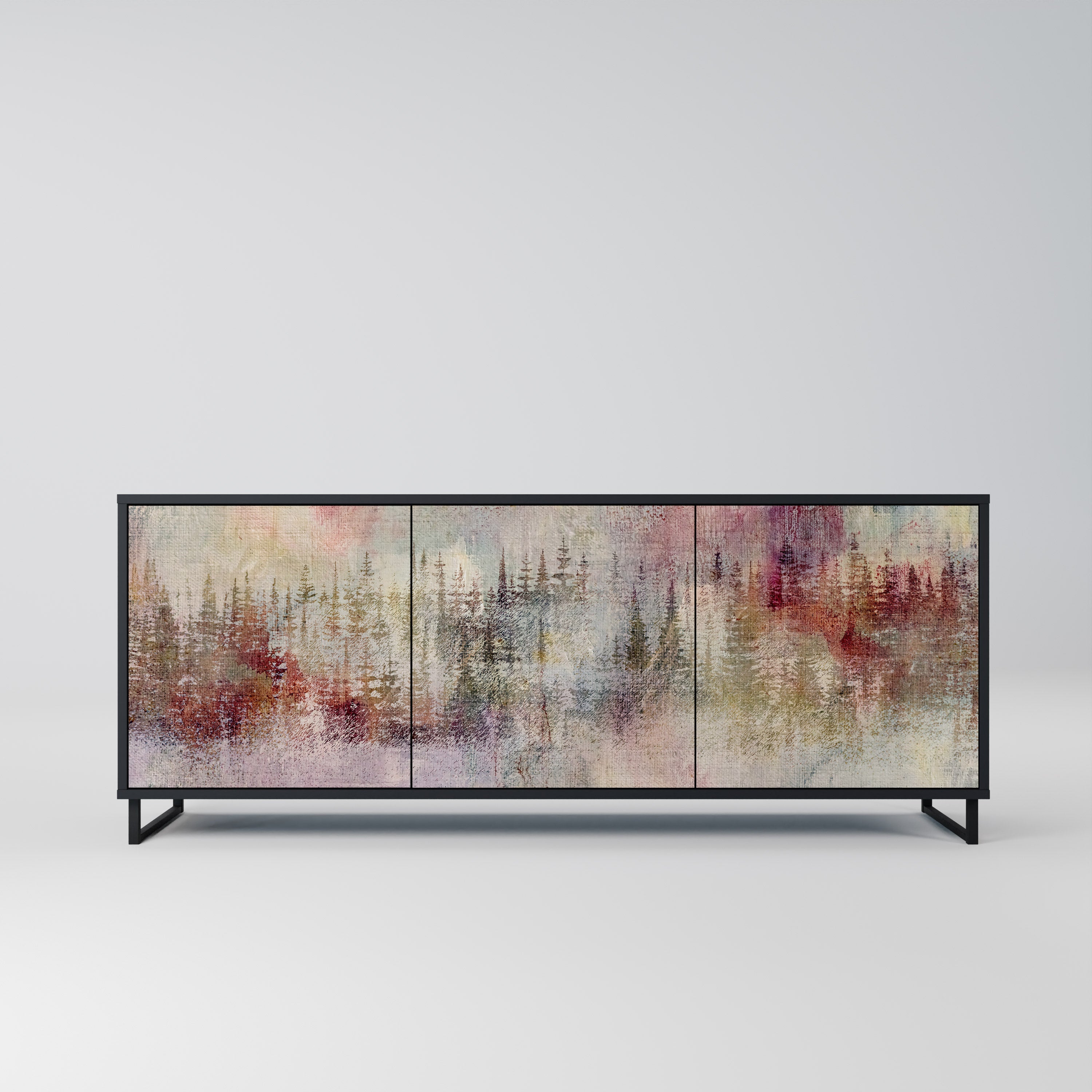 VEILED SUMMIT 3-Door Sideboard in Black Finish