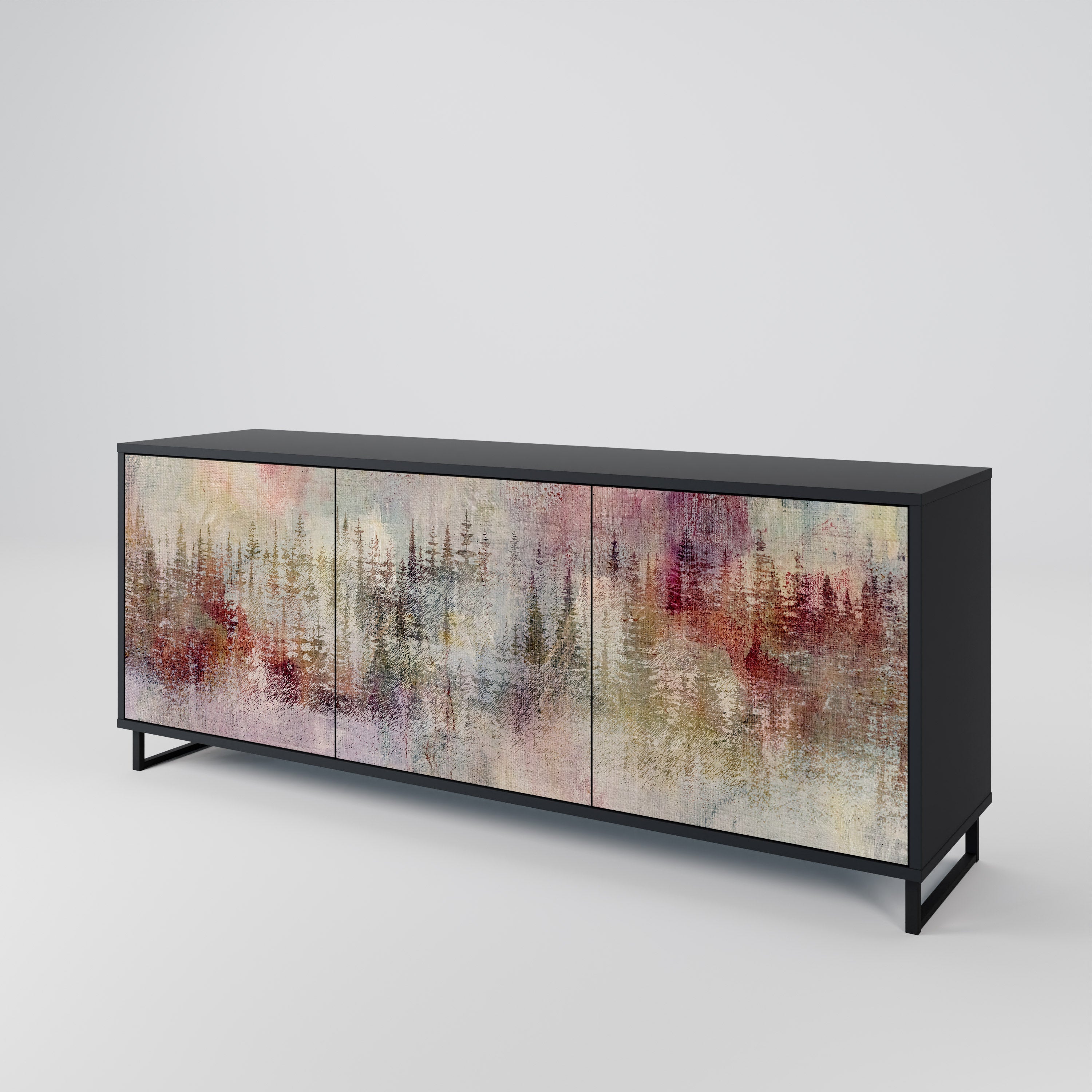 VEILED SUMMIT 3-Door Sideboard in Black Finish