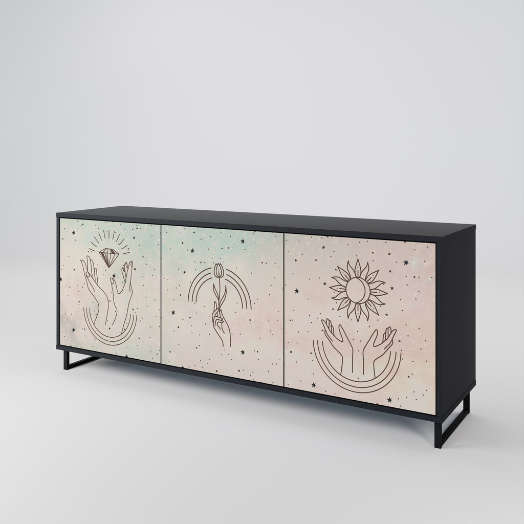 DELICATE BEAUTY 3-Door Sideboard in Black Finish