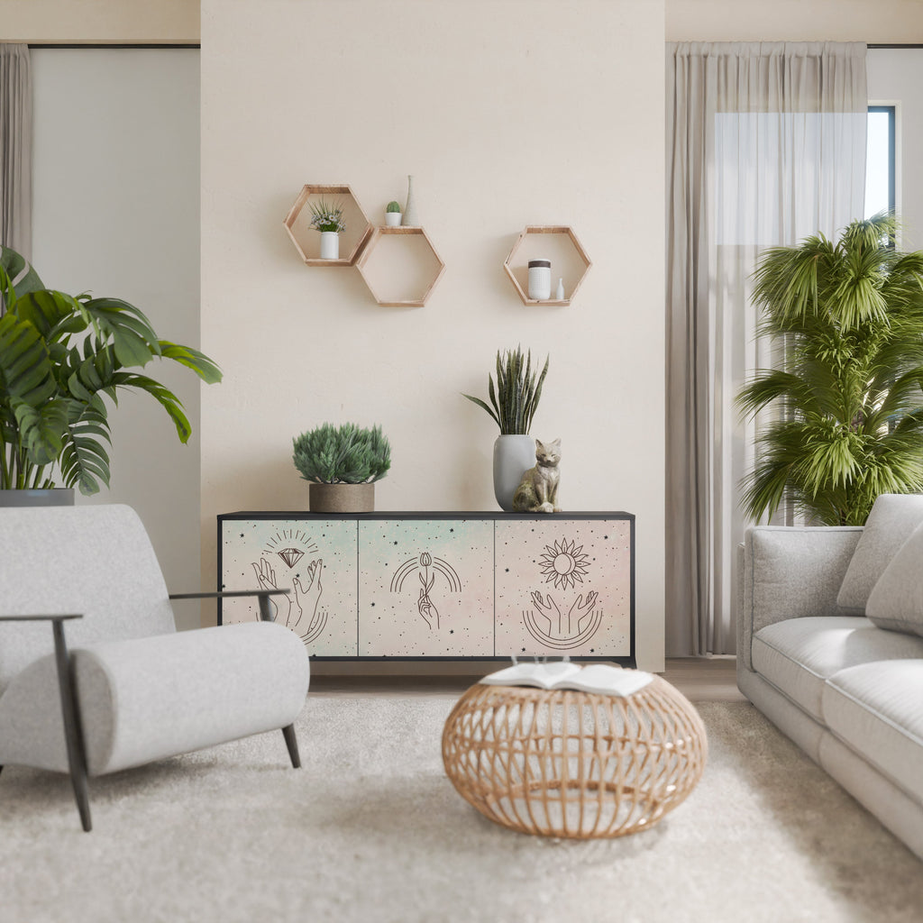 DELICATE BEAUTY 3-Door Sideboard in Black Finish