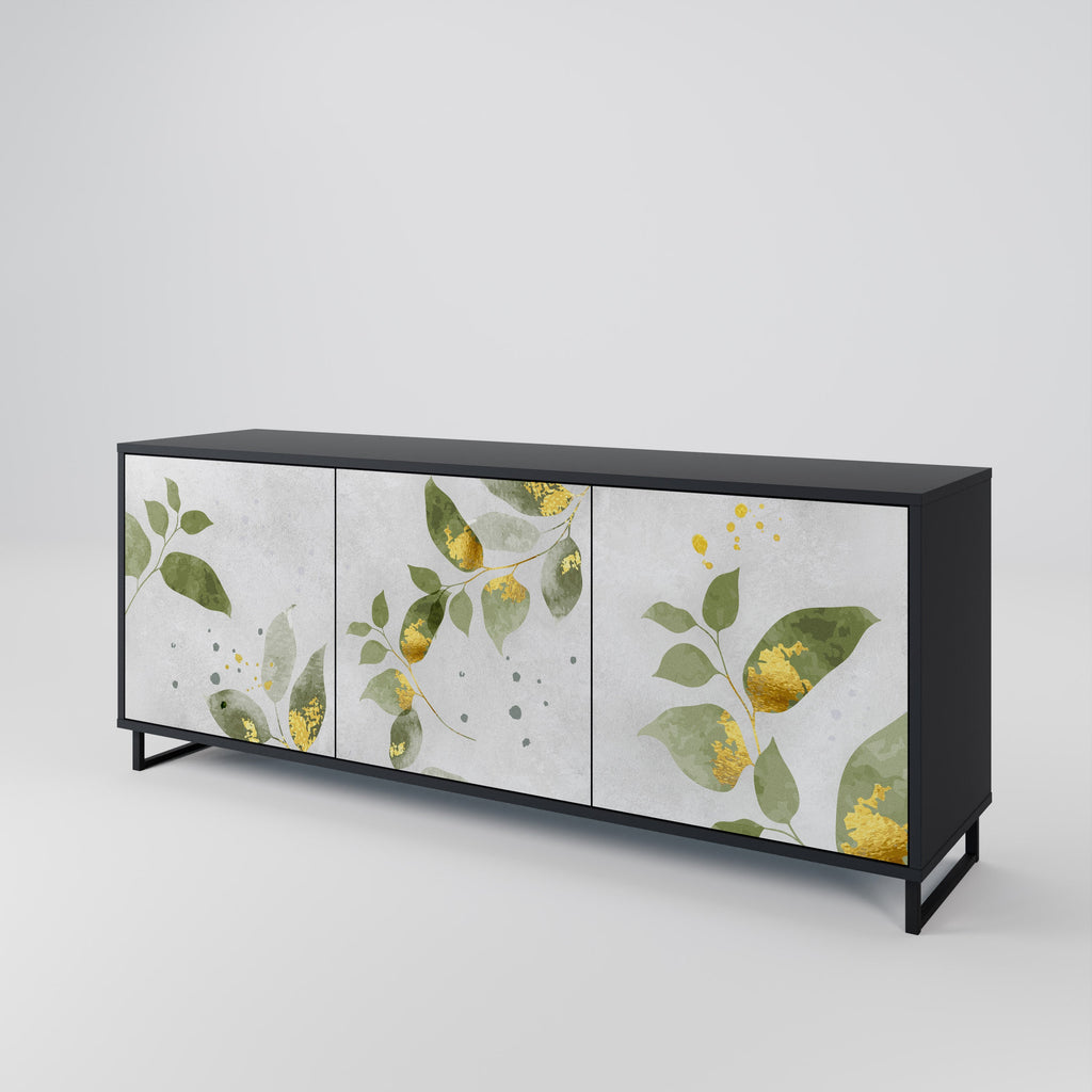 ELEGANT BOTANICS 3-Door Sideboard in Black Finish
