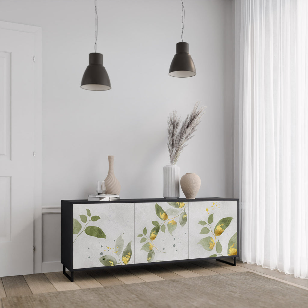 ELEGANT BOTANICS 3-Door Sideboard in Black Finish