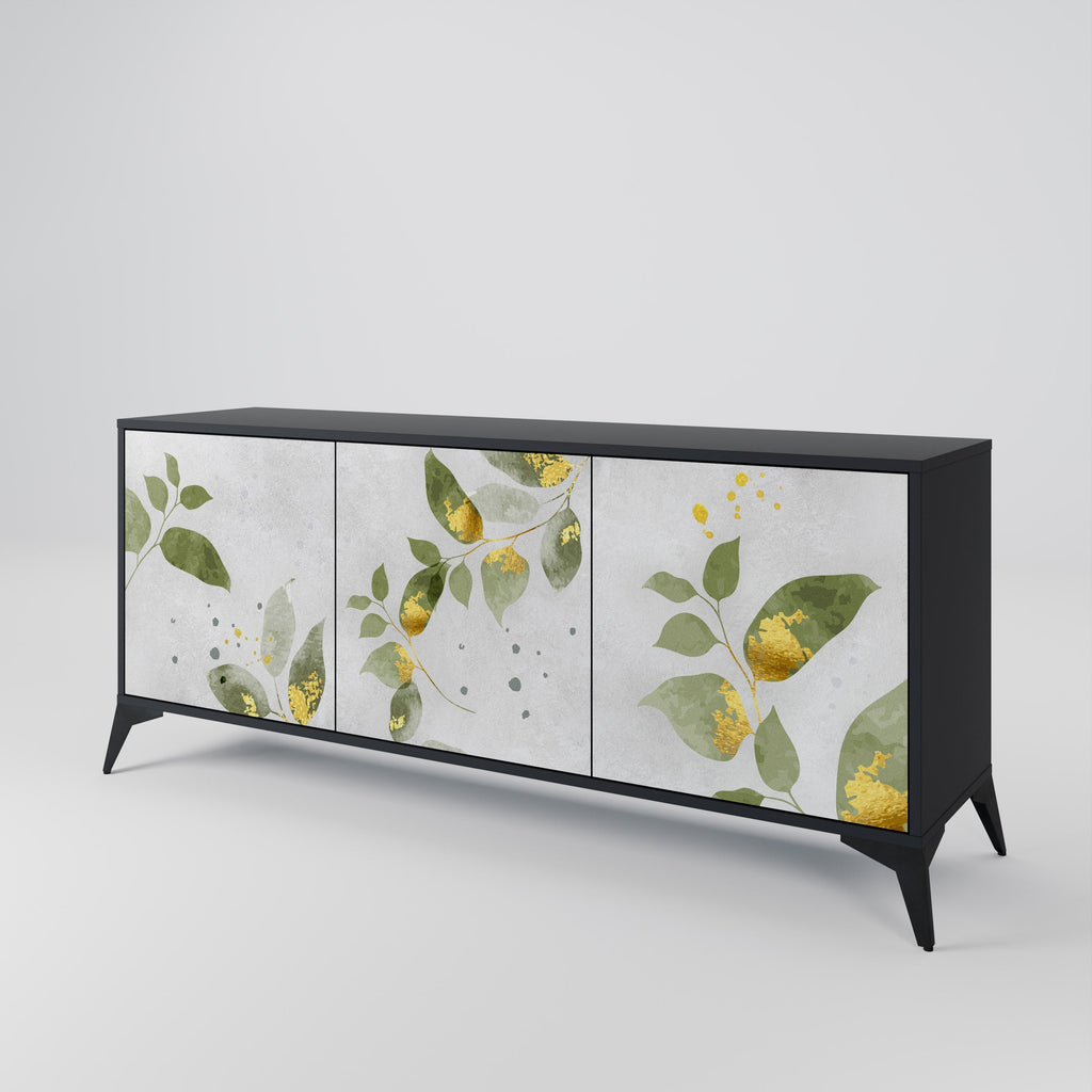 ELEGANT BOTANICS 3-Door Sideboard in Black Finish