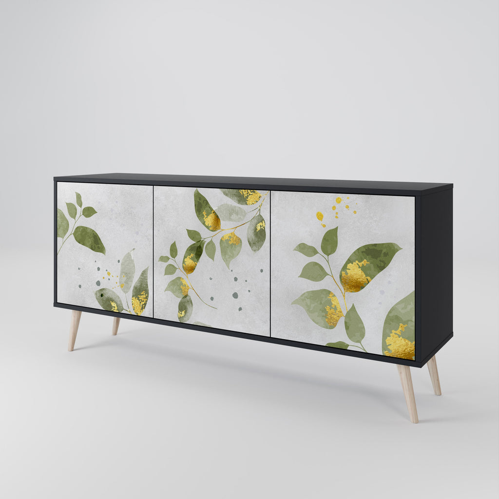 ELEGANT BOTANICS 3-Door Sideboard in Black Finish