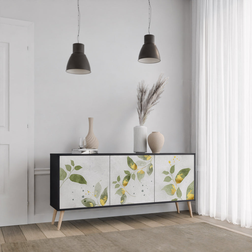 ELEGANT BOTANICS 3-Door Sideboard in Black Finish